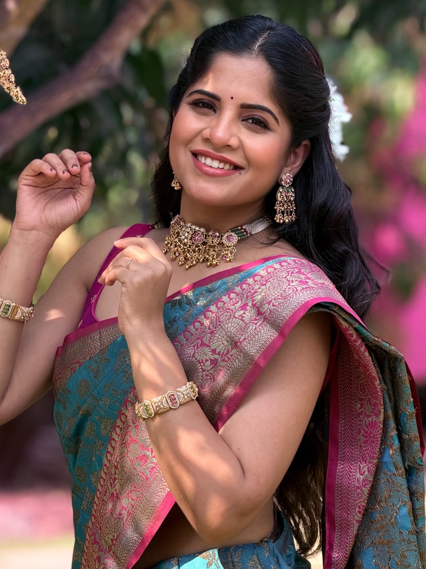 Amruta Deshmukh Purple Banarasi Saree Look