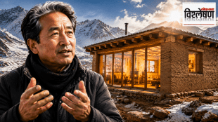 Sonam Wangchuk's passive solar home with large south-facing double-glazed windows in Ladakh