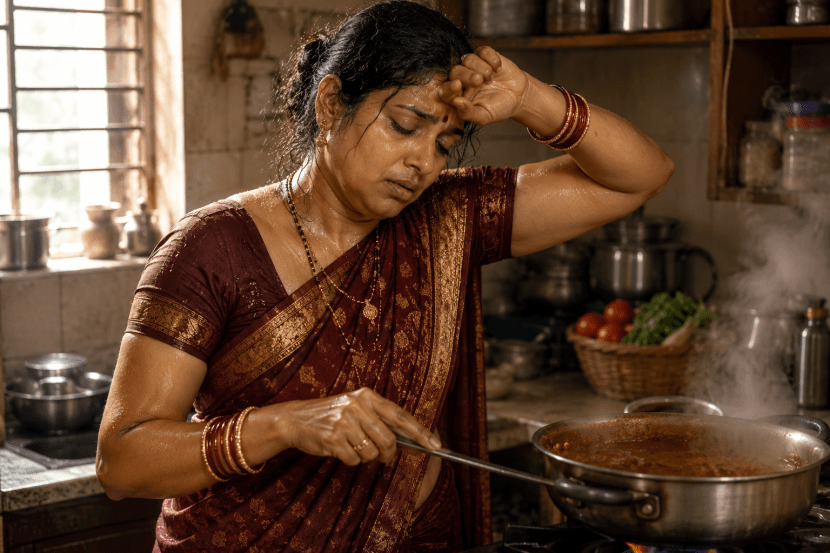 शृंगाराचा भार आणि श्रमांचा उकाडा