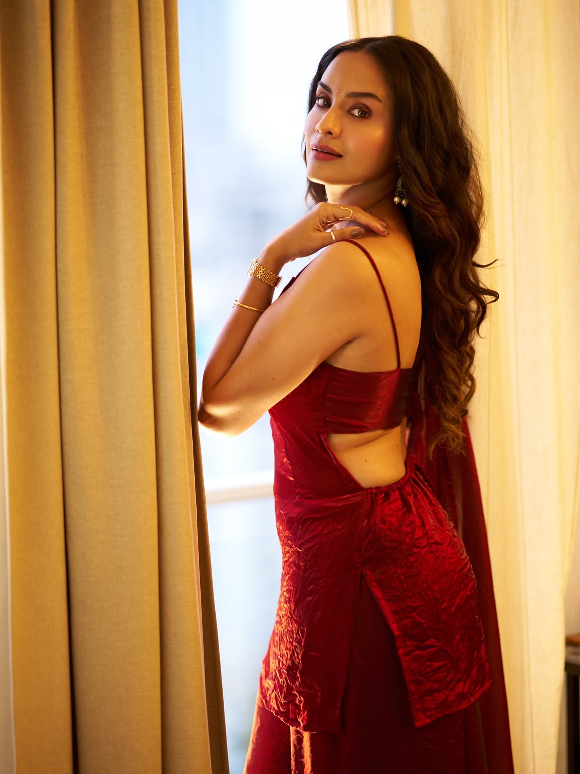 Disha Pardeshi Red Dress Look