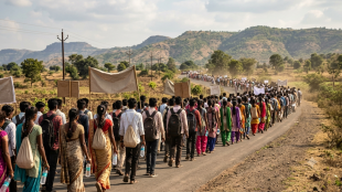Nanded tribal students long march to Kinwat | ST caste validity office shift demand Nanded | Nanded collectorate student protest | Nanded news updates Maharashtra News