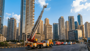Mumbai Fire Brigade hydraulic ladder rescue operation | High rise building fire safety equipment Mumbai | 104 meter fire ladder proposal Mumbai | BMC fire department disaster preparedness