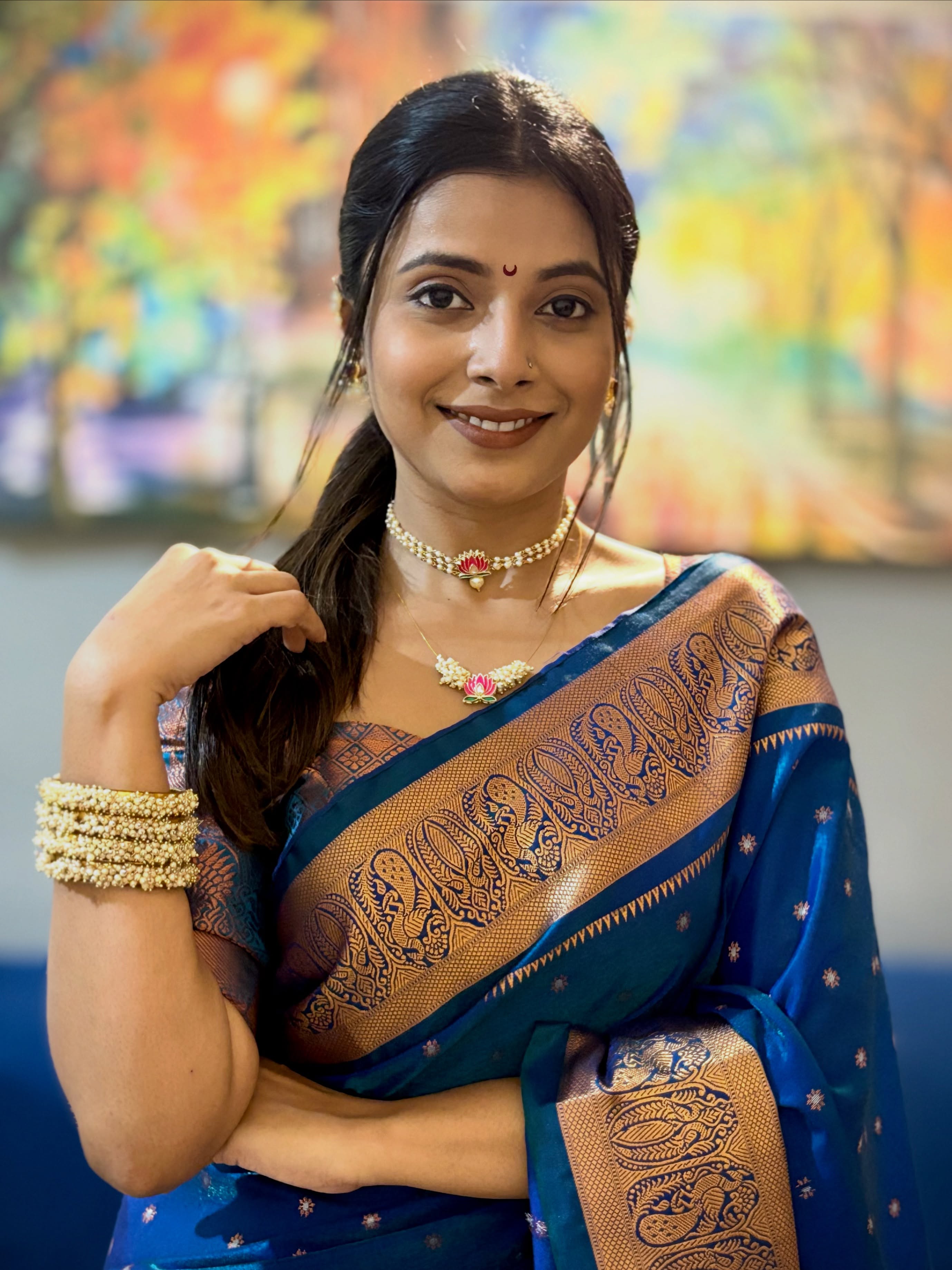 Jui Gogri Blue Saree Look