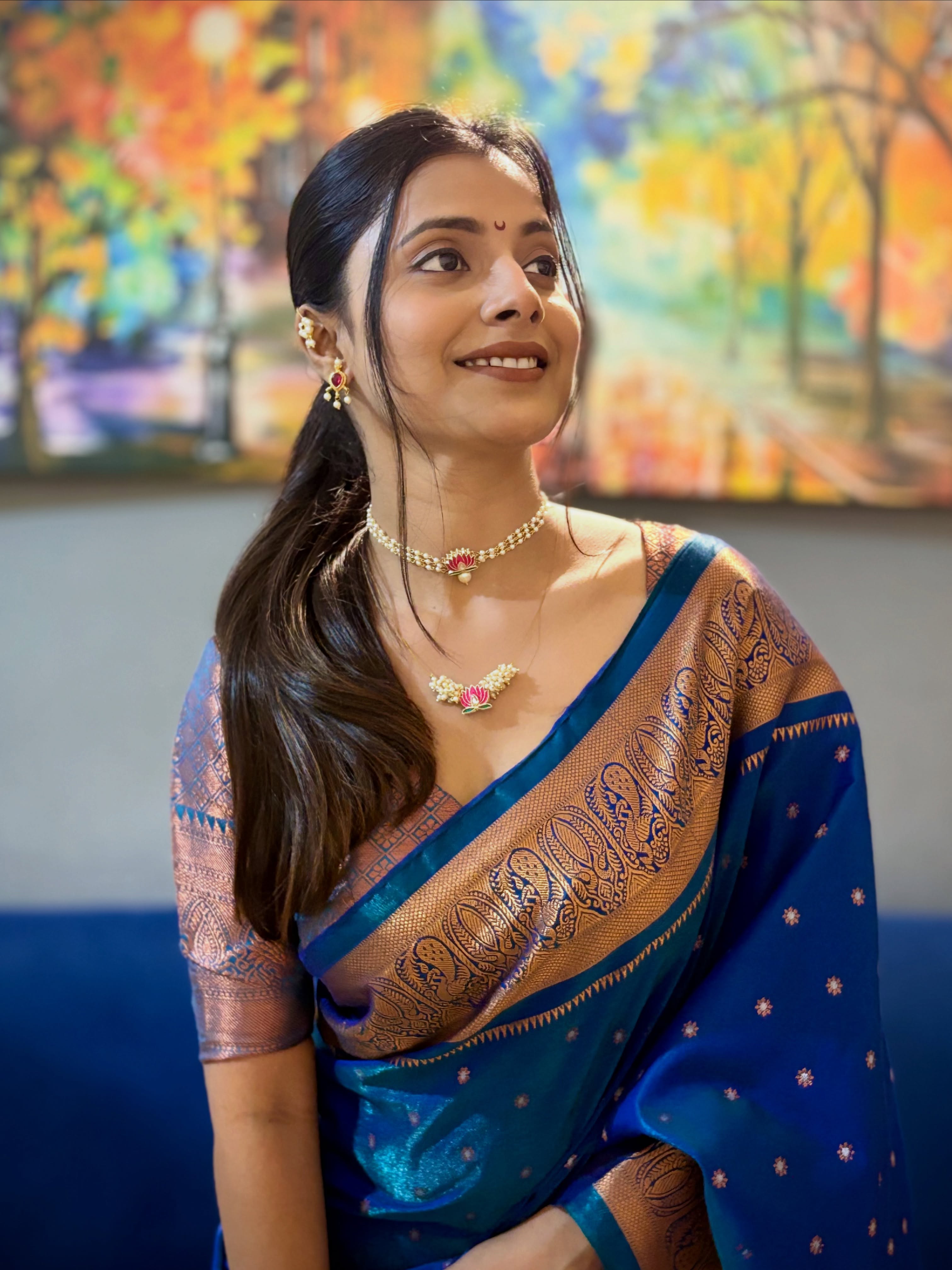Jui Gogri Blue Saree Look