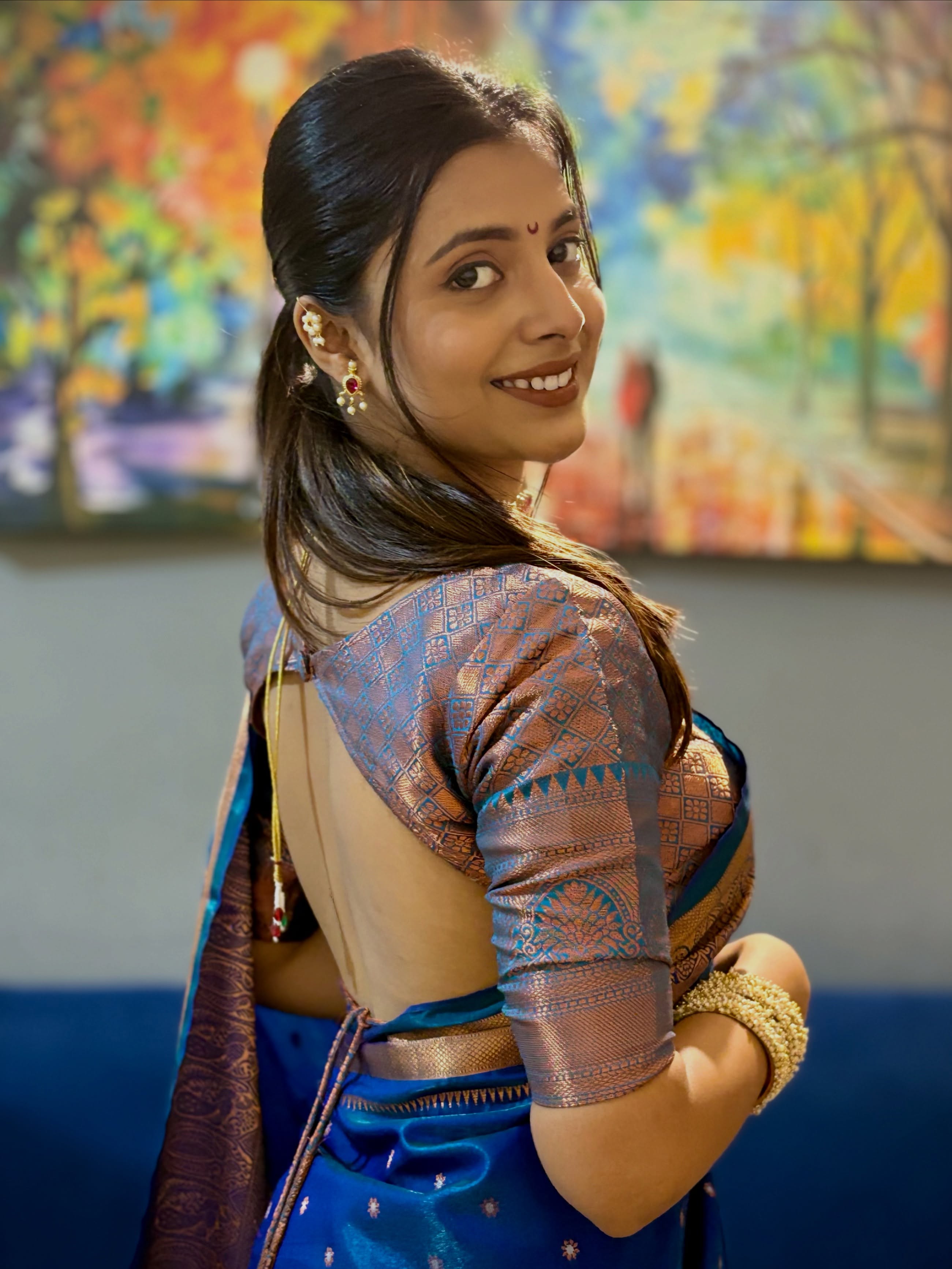 Jui Gogri Blue Saree Look