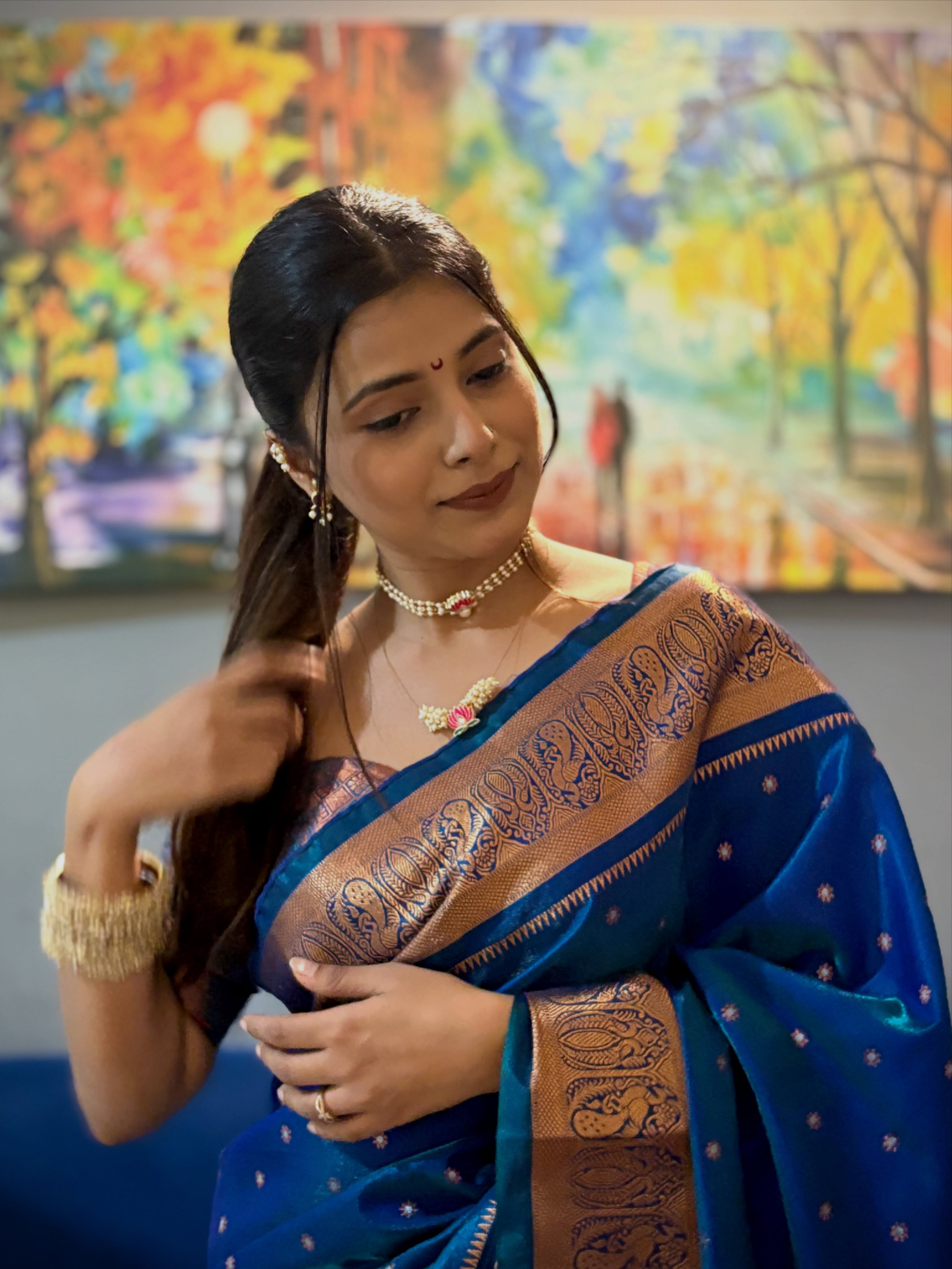 Jui Gogri Blue Saree Look
