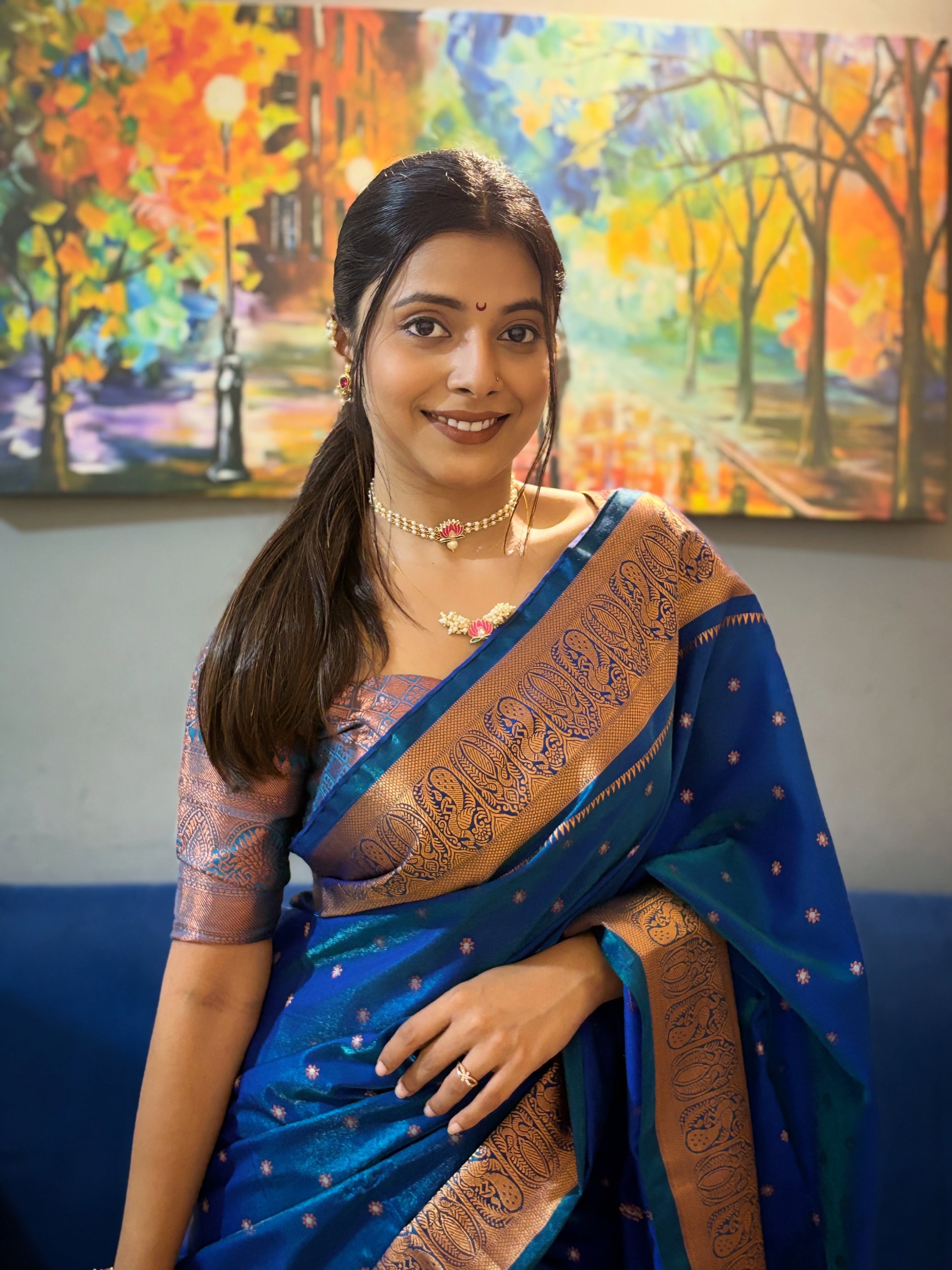 Jui Gogri Blue Saree Look