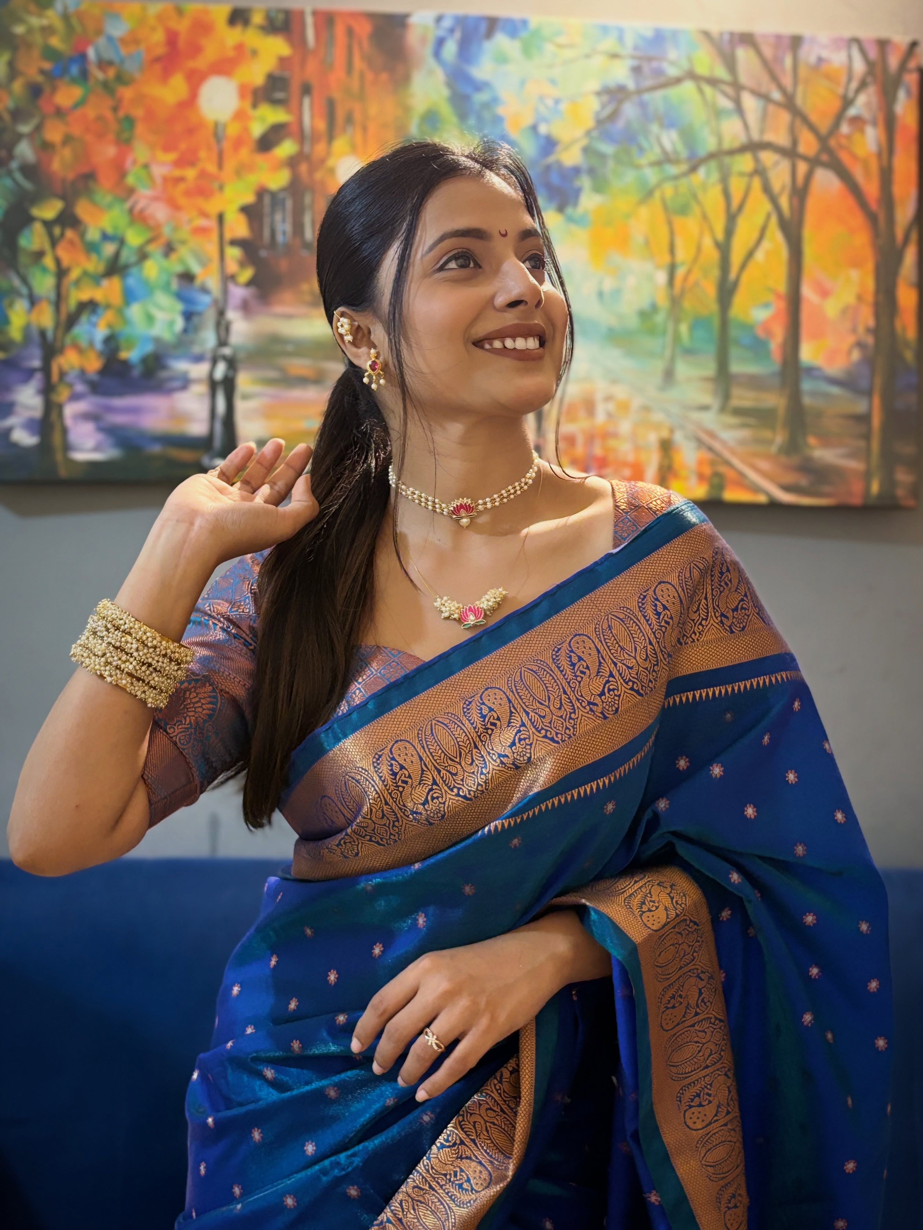 Jui Gogri Blue Saree Look