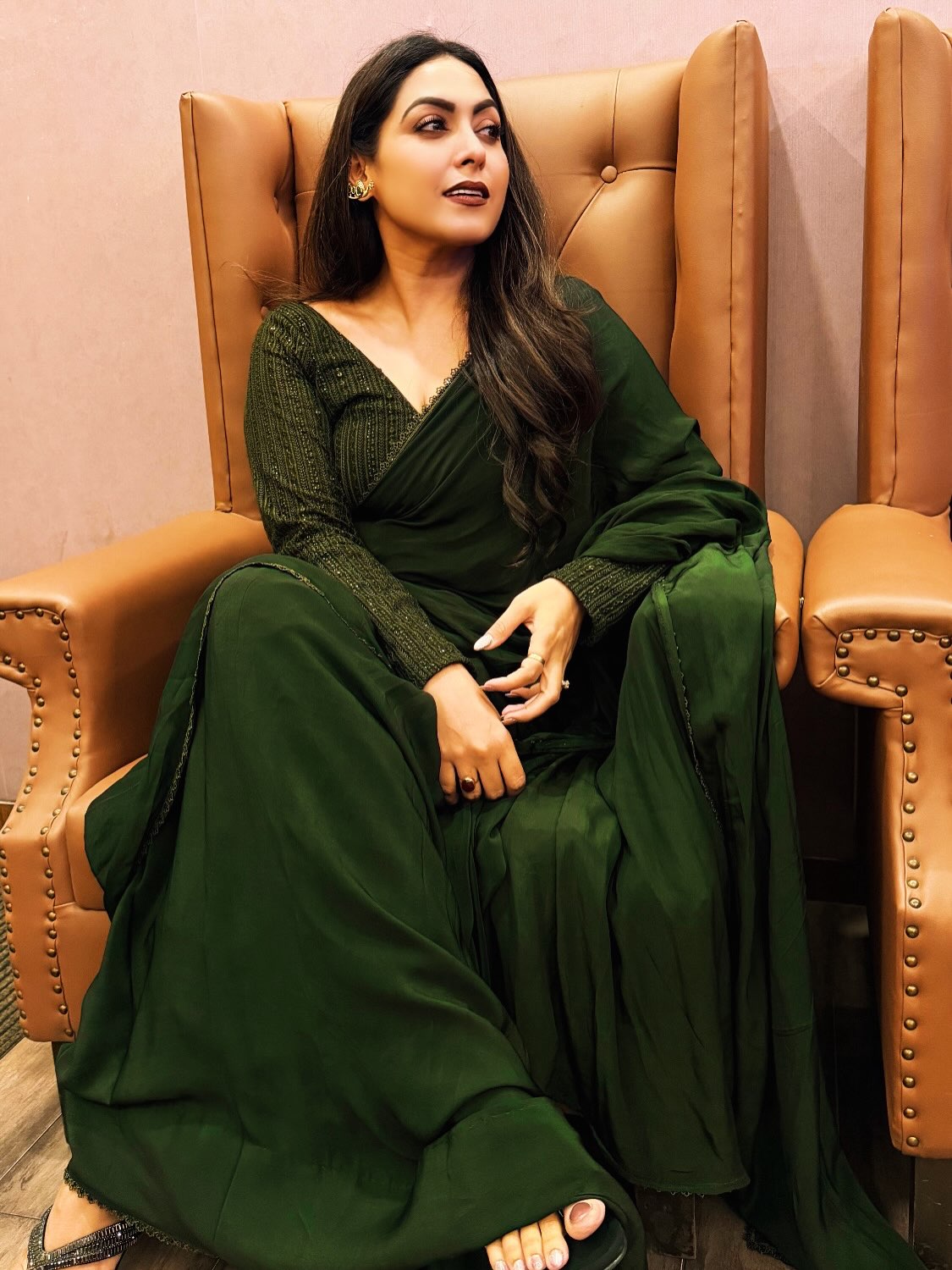 Kajal Kate Kadam Red Saree Look