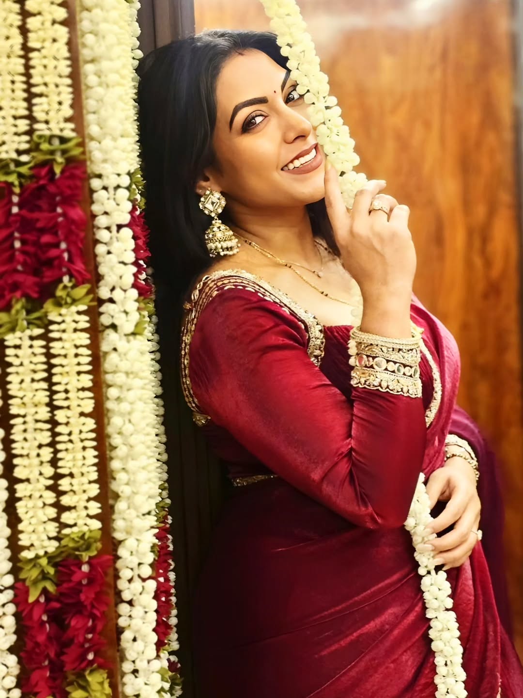 Kajal Kate Kadam Red Saree Look