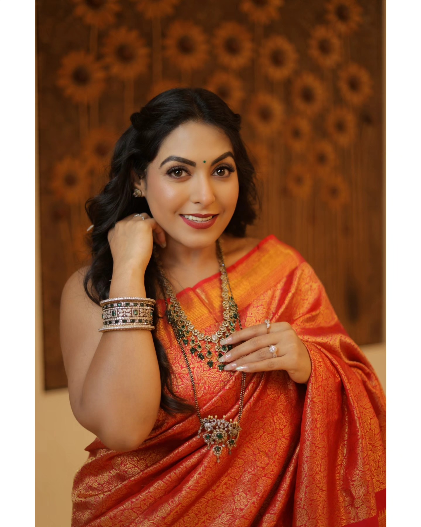 Kajal Kate Kadam Red Saree Look