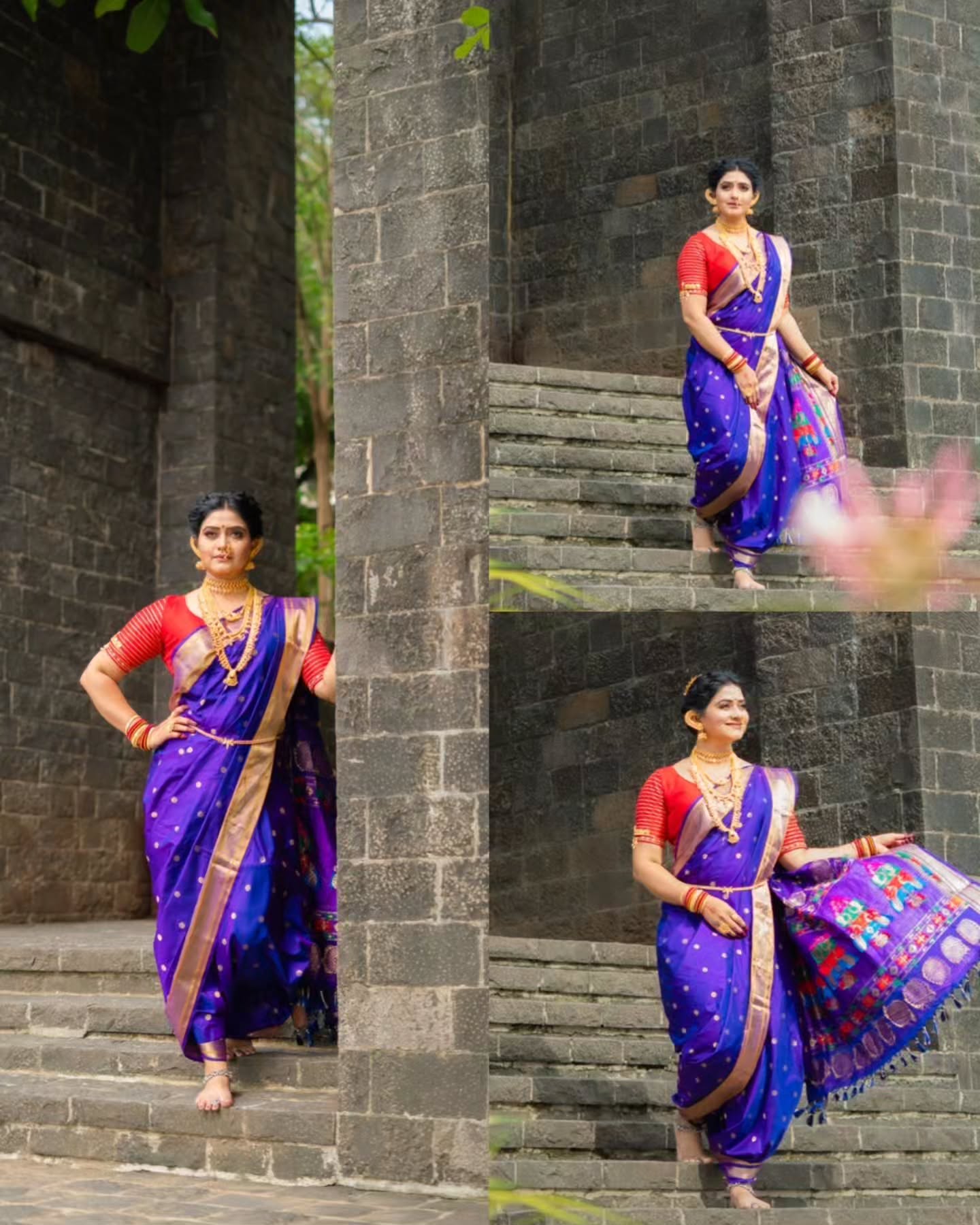 Kashmira Kulkarni Blue Nauvari Saree Look