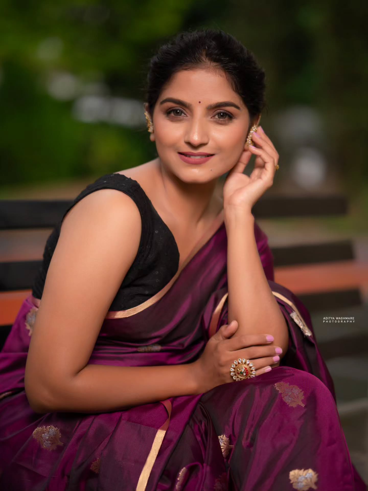 Komal Kumbhar Purple Saree Look