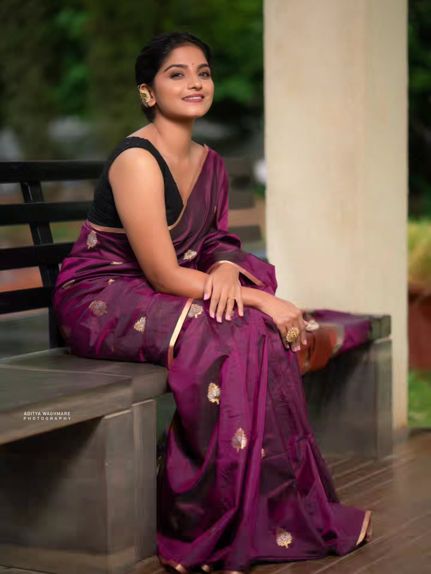 Komal Kumbhar Purple Saree Look