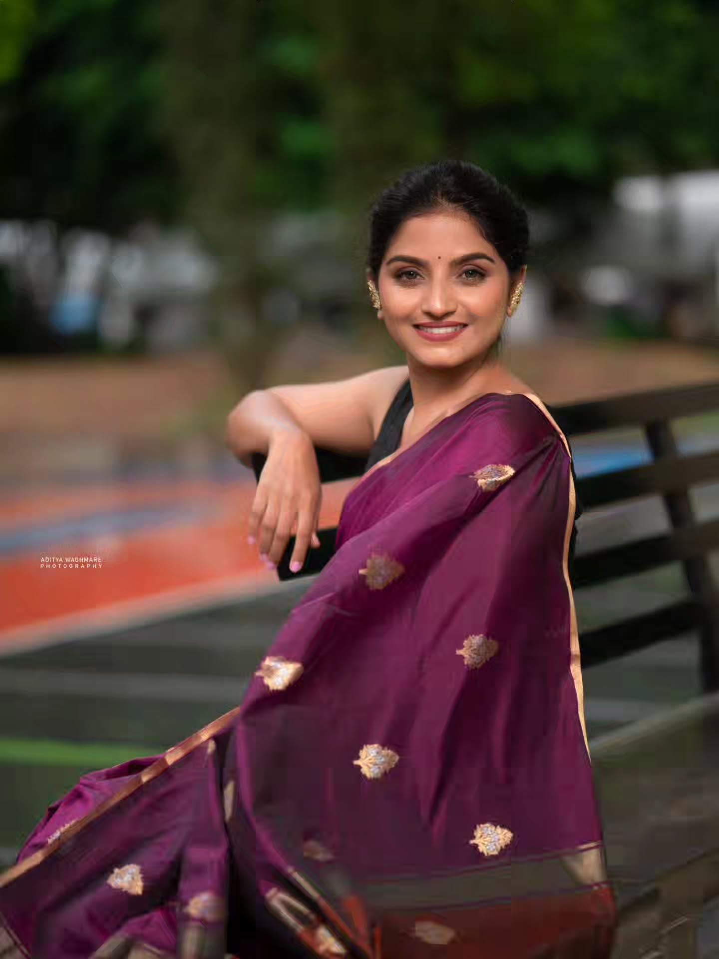Komal Kumbhar Purple Saree Look