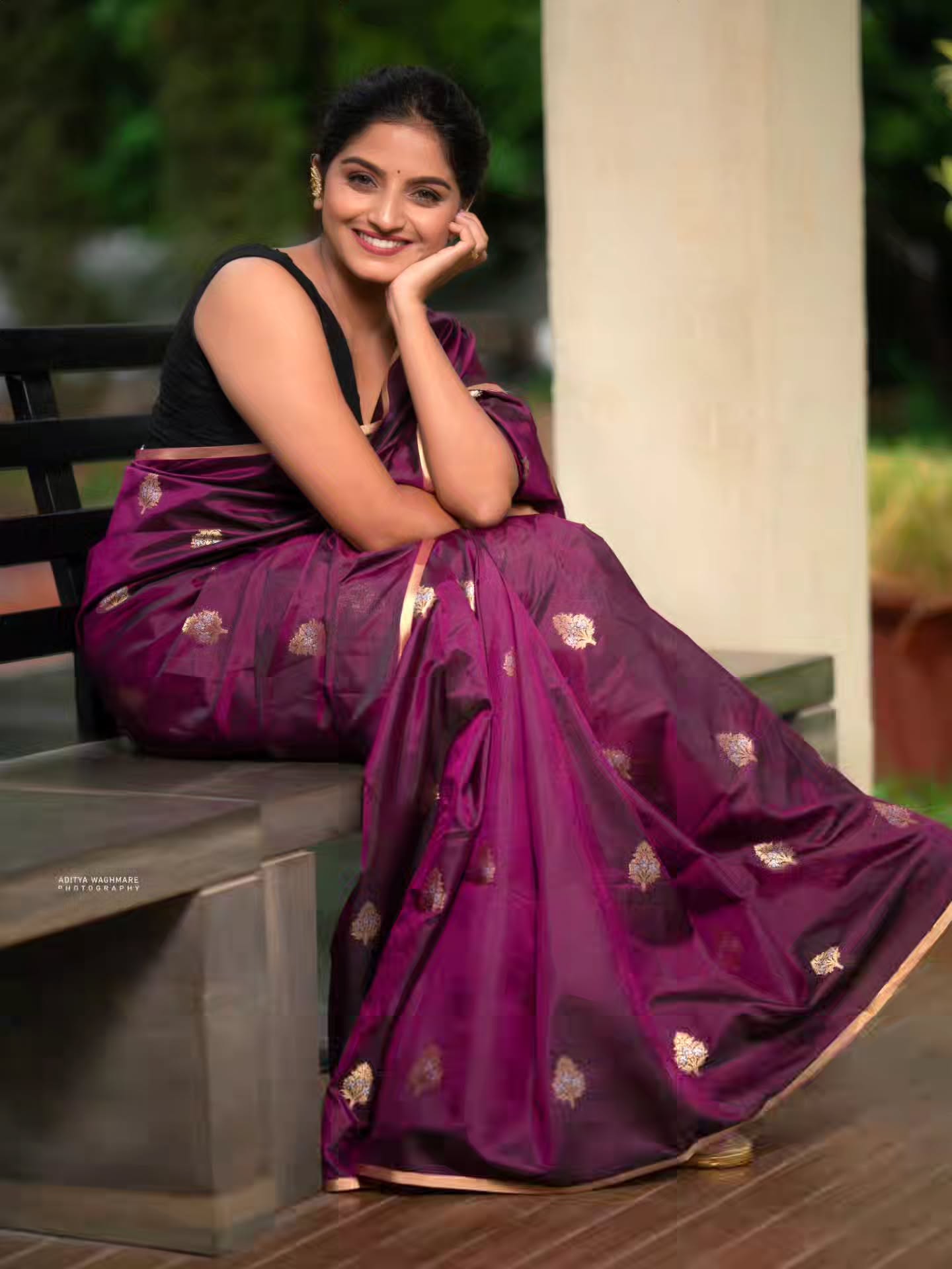 Komal Kumbhar Purple Saree Look