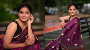 Komal Kumbhar Purple Saree Look