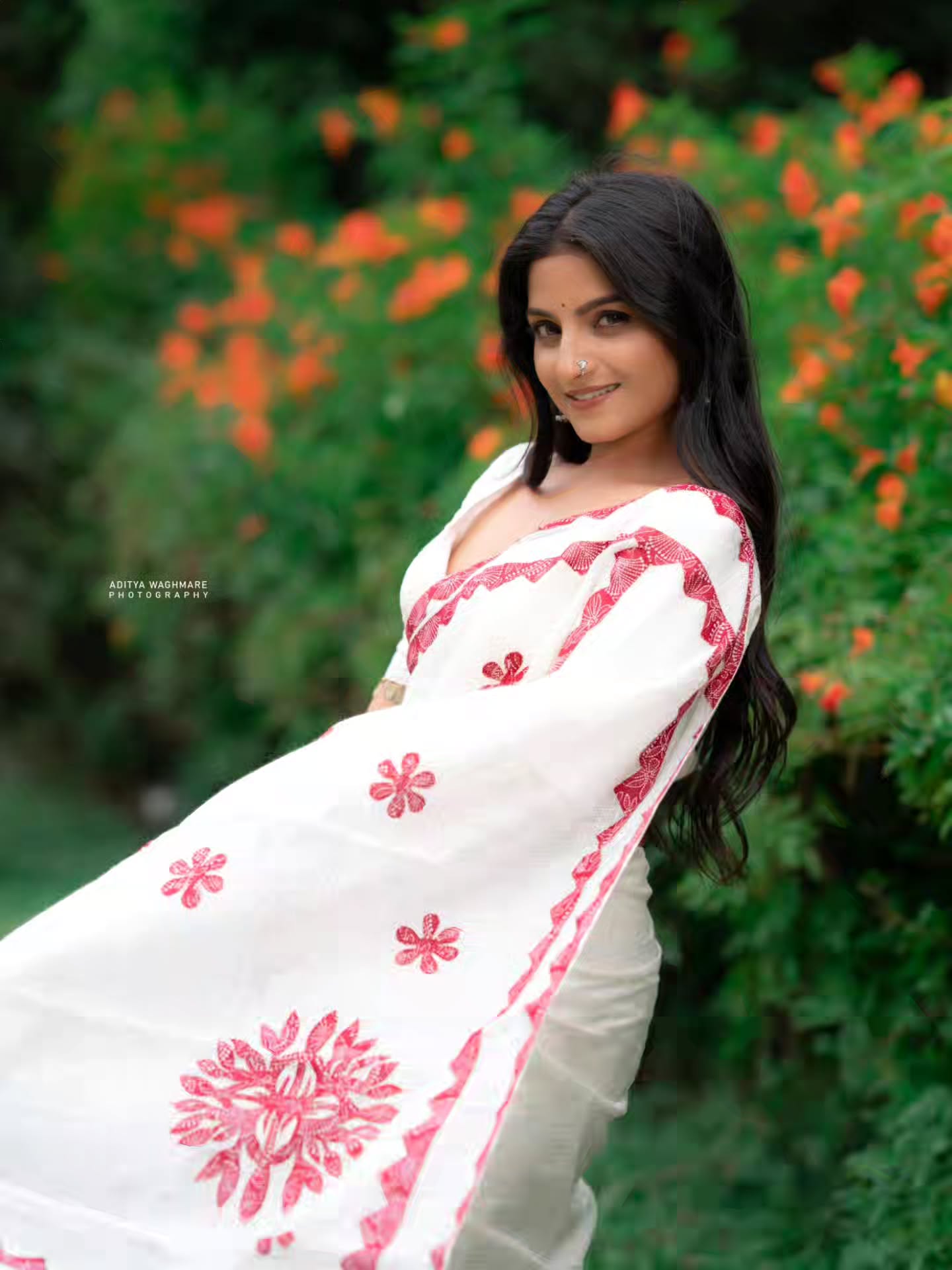 Komal Kumbhar White Saree Look