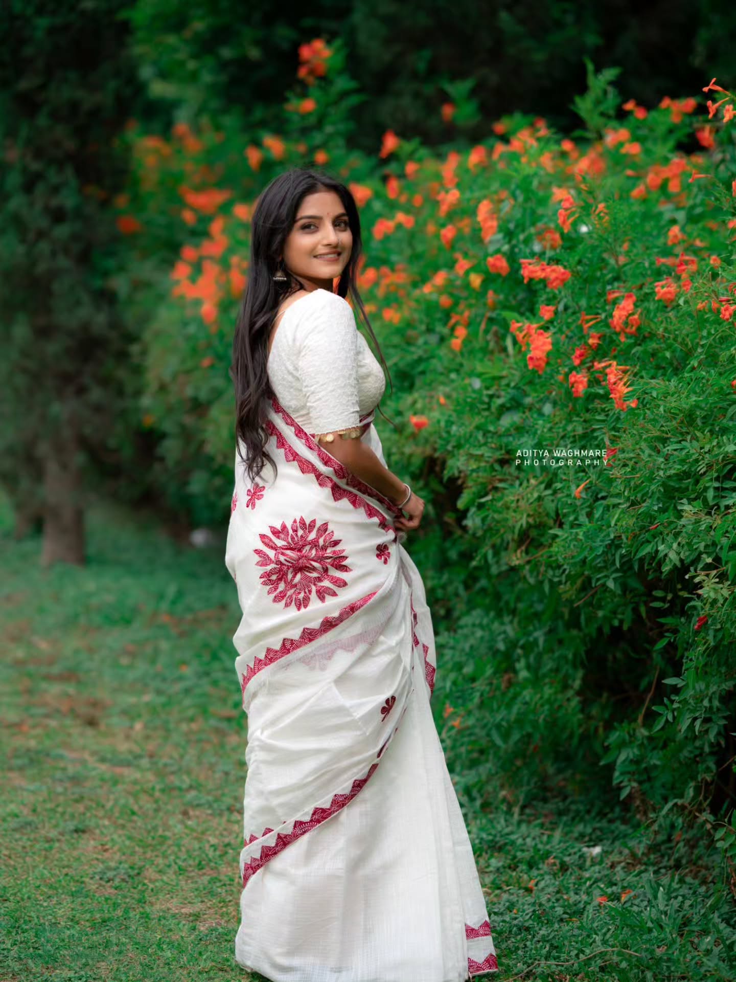 Komal Kumbhar White Saree Look