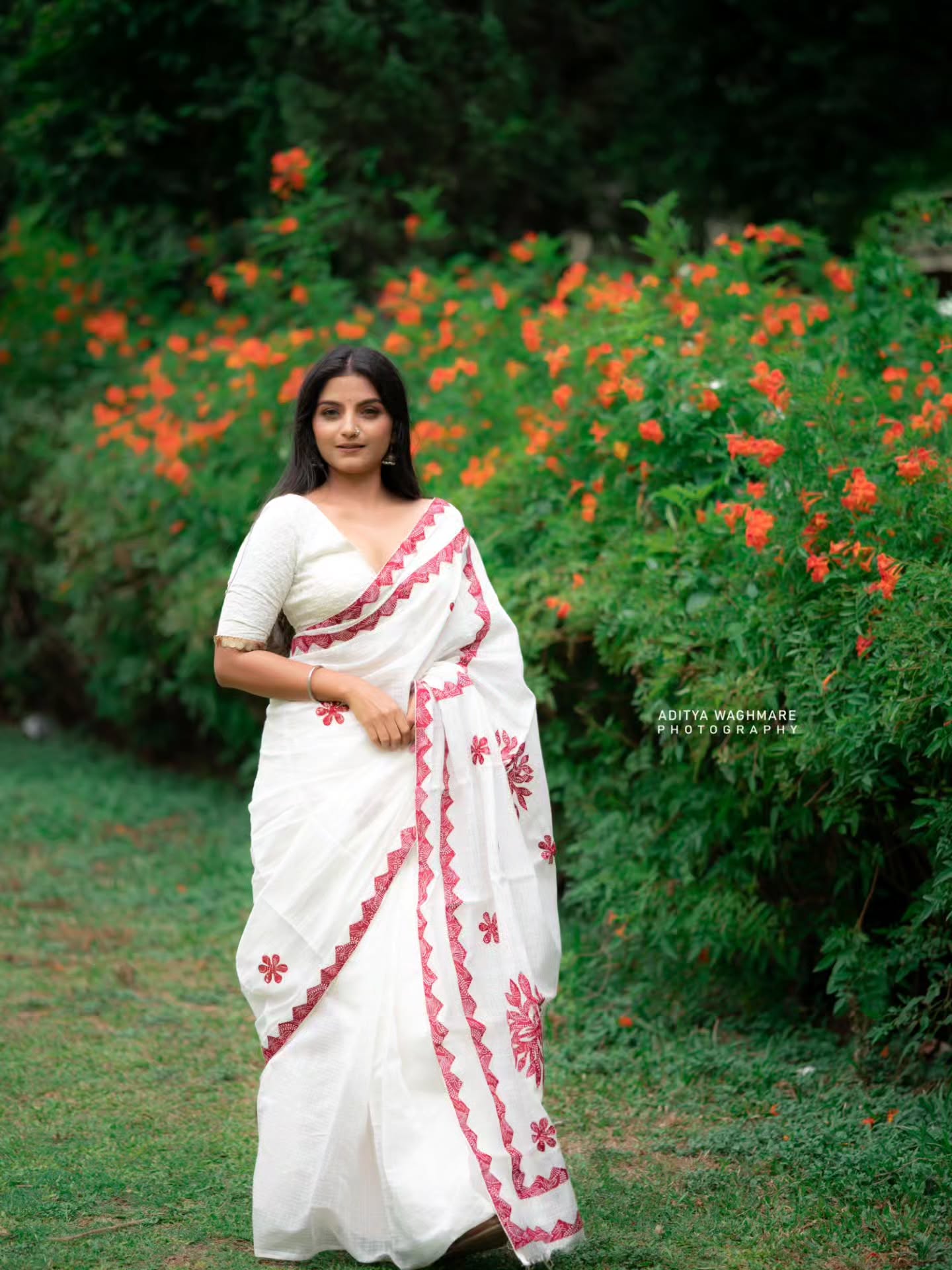 Komal Kumbhar White Saree Look