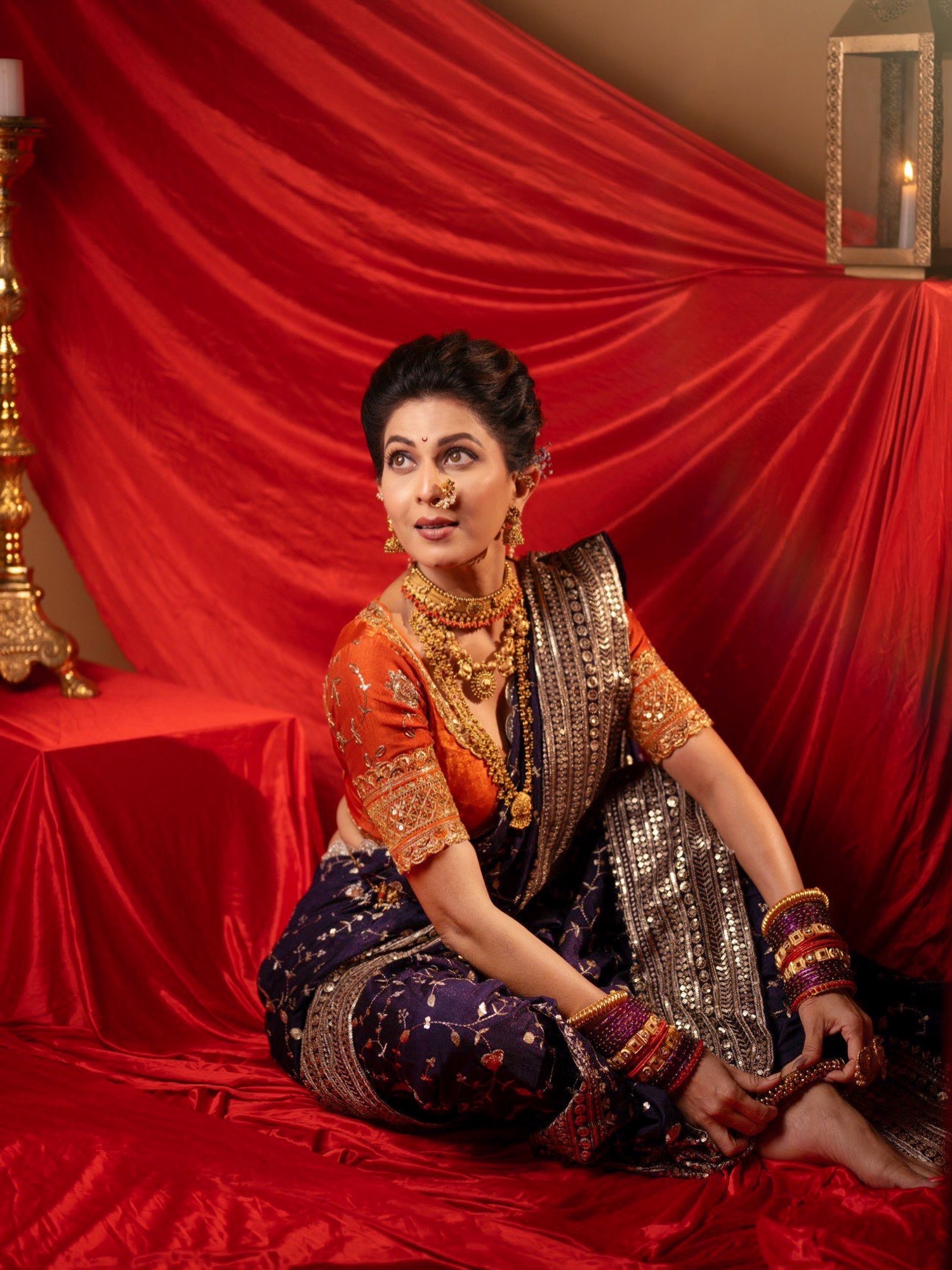 Maadhavi Nemkar Purple Nauvari Saree Look