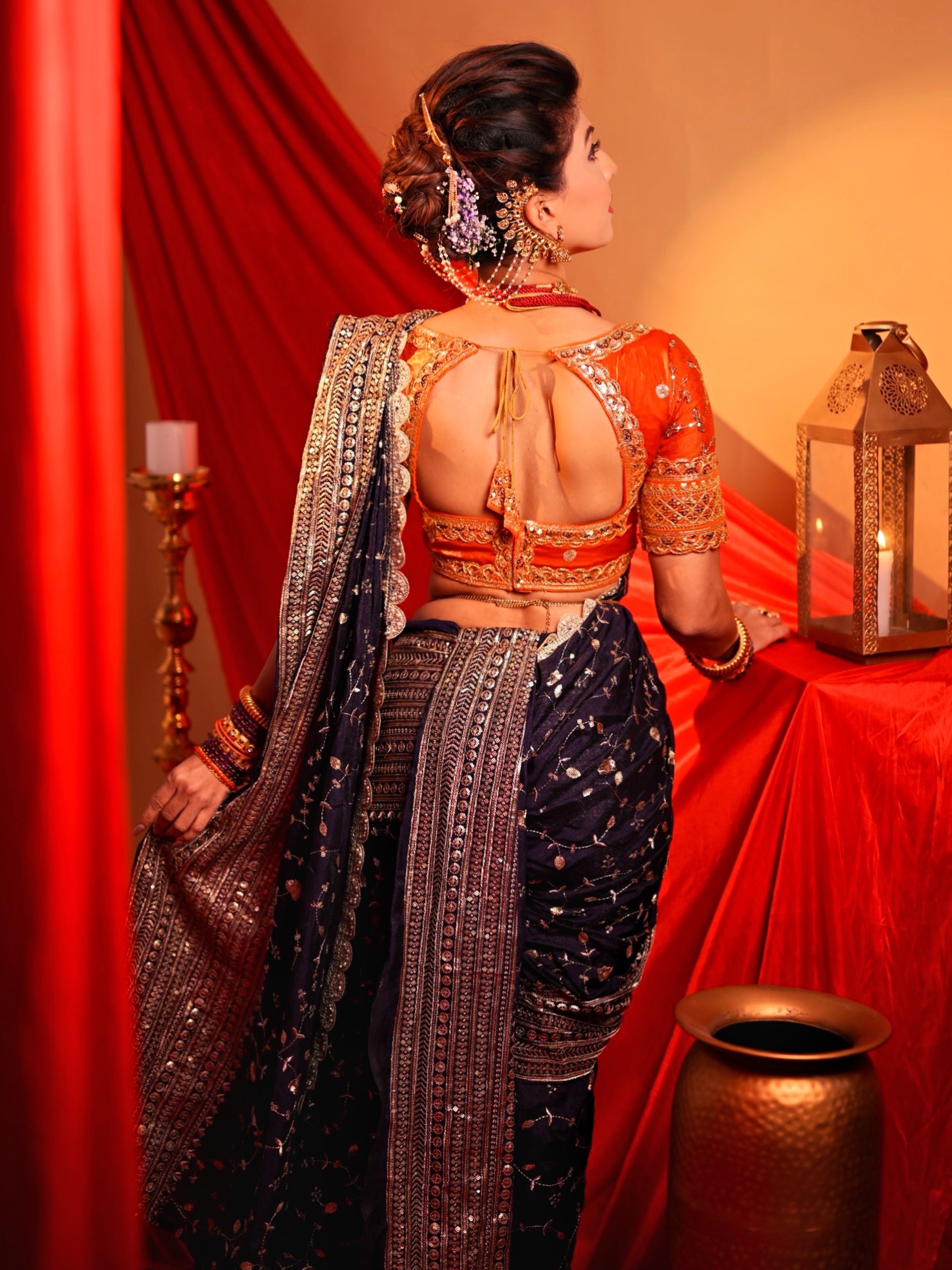 Maadhavi Nemkar Purple Nauvari Saree Look