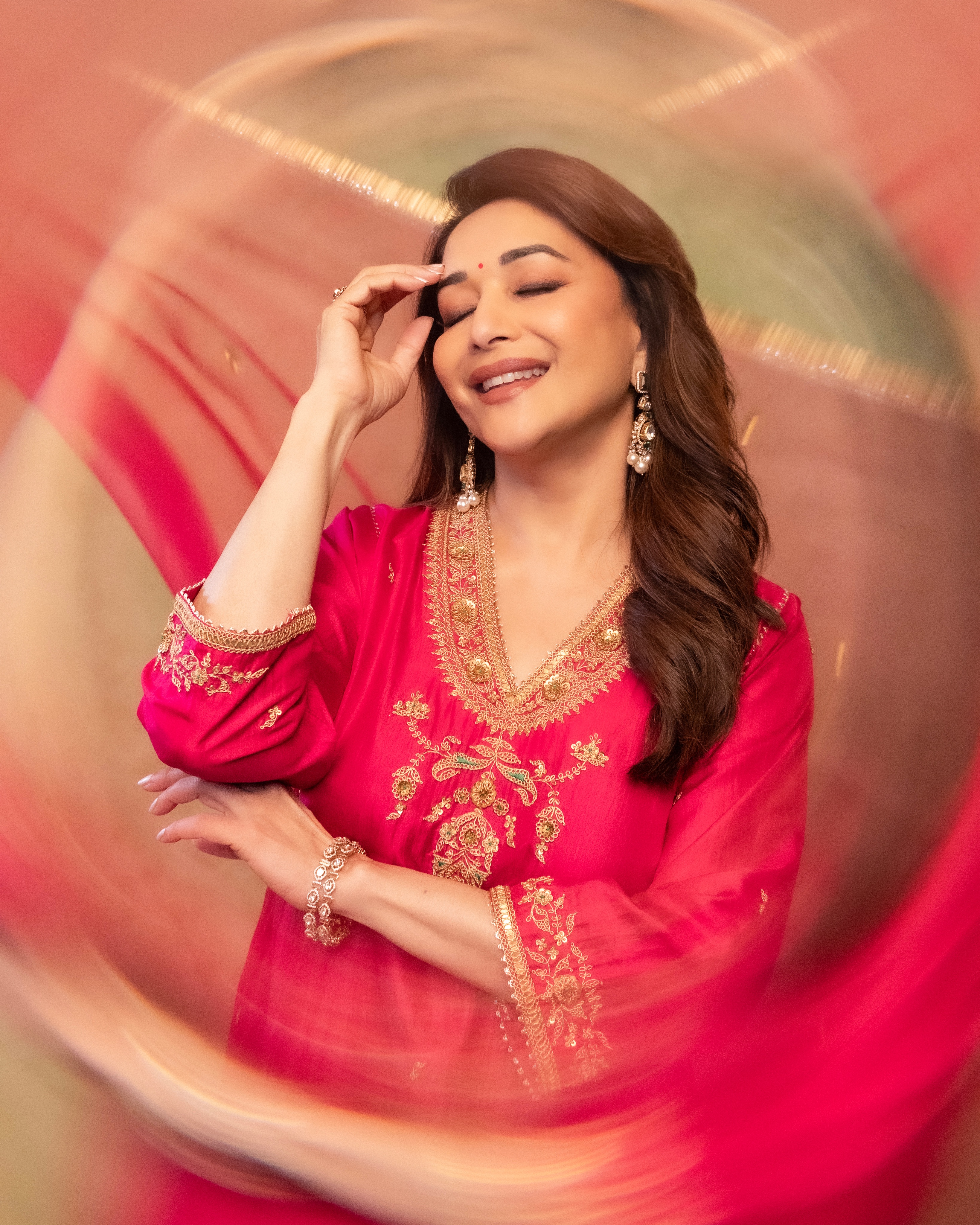 Madhuri Dixit Pink Dress Look