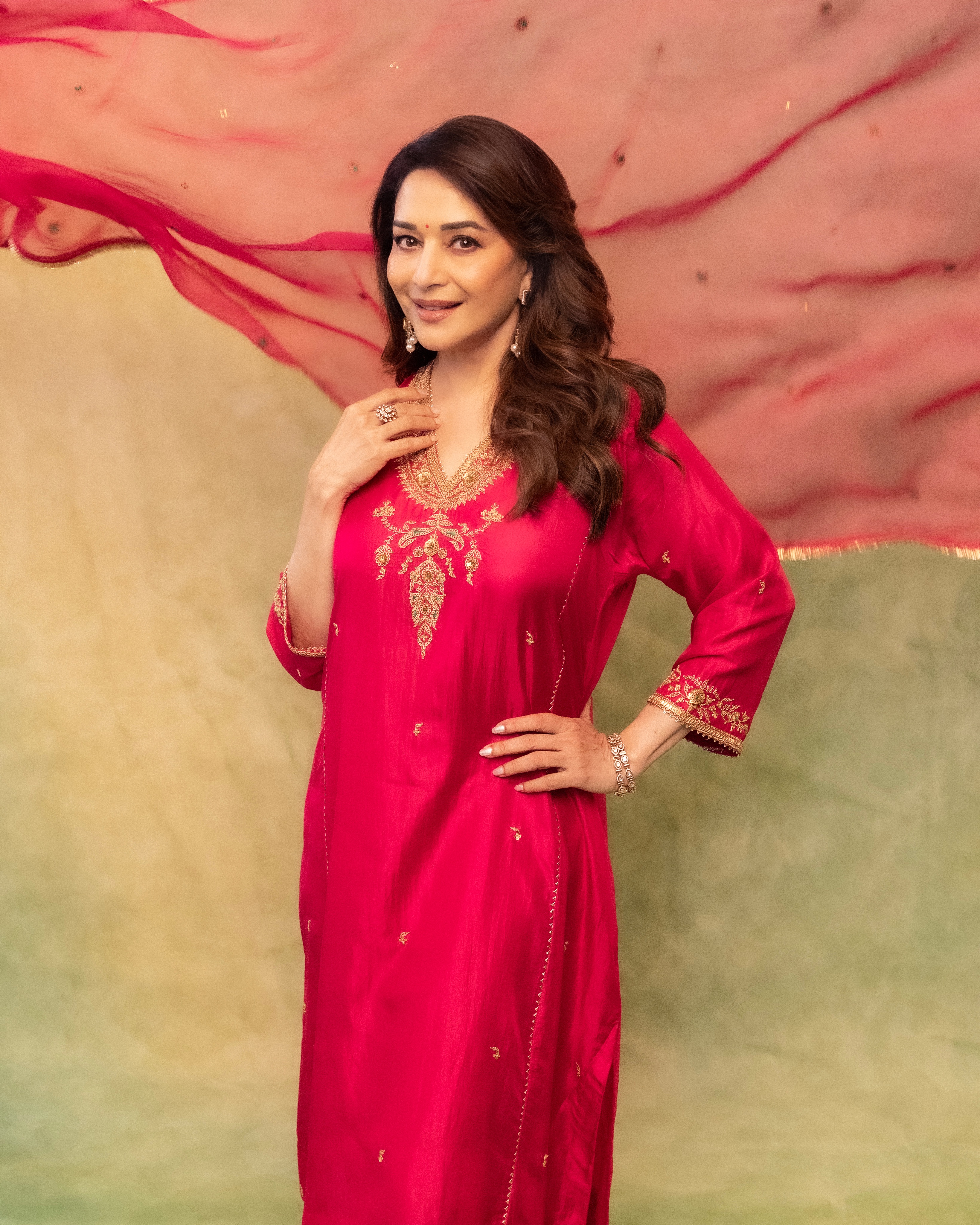 Madhuri Dixit Pink Dress Look