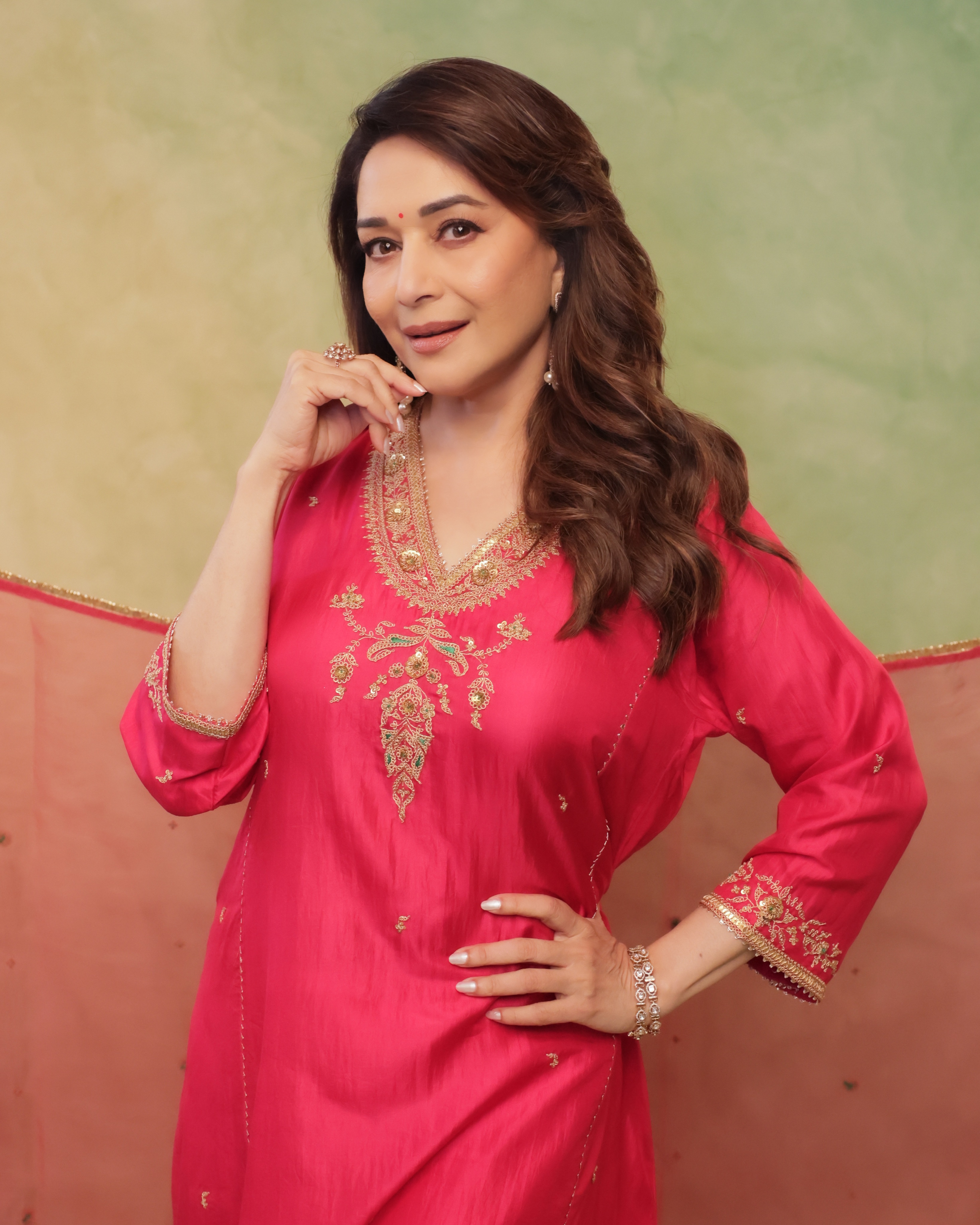 Madhuri Dixit Pink Dress Look