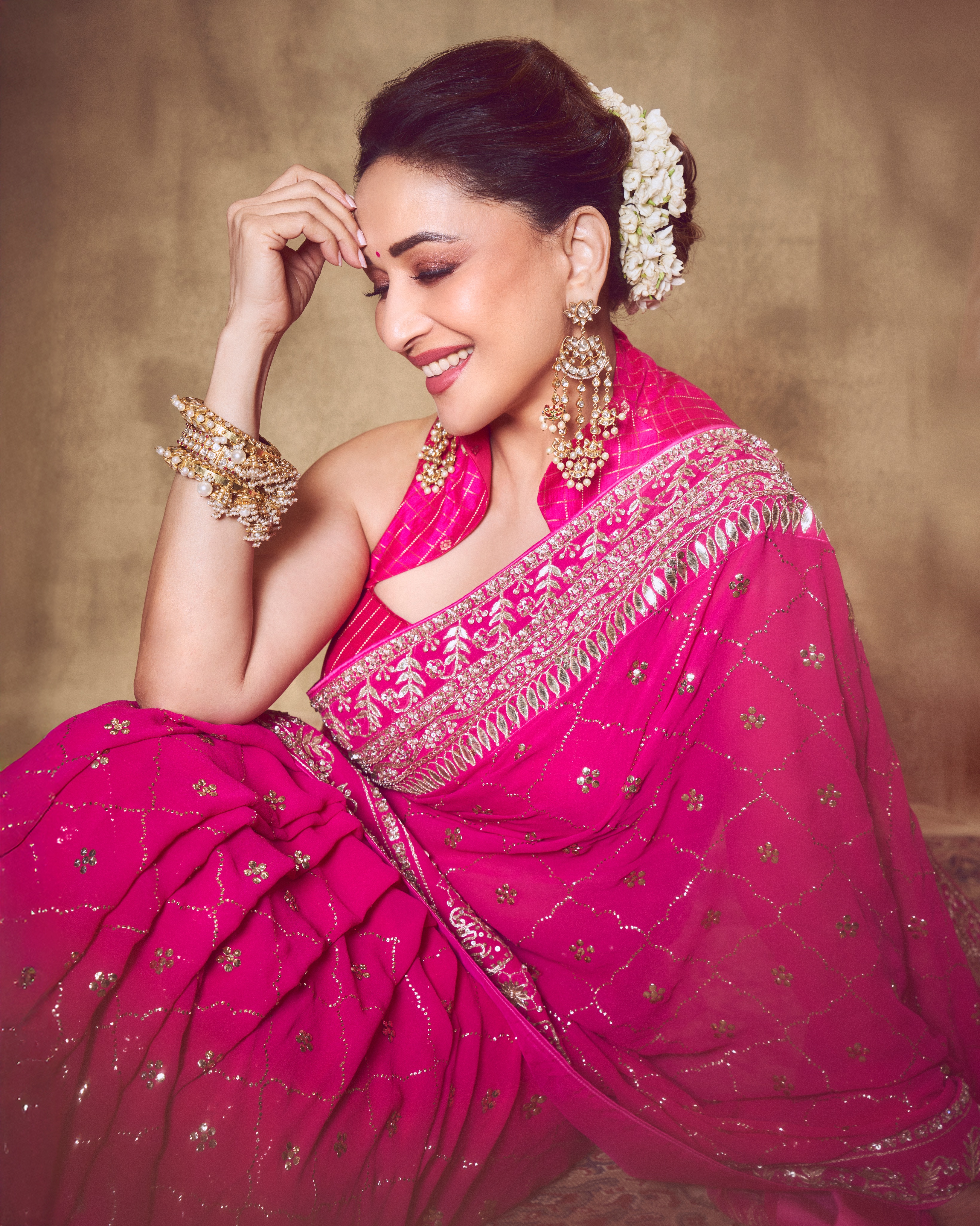 Madhuri Dixit Pink Dress Look