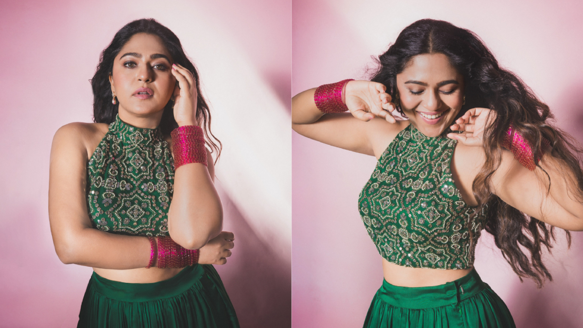 Mrunmayee Deshpande Rao Green Lehenga Look