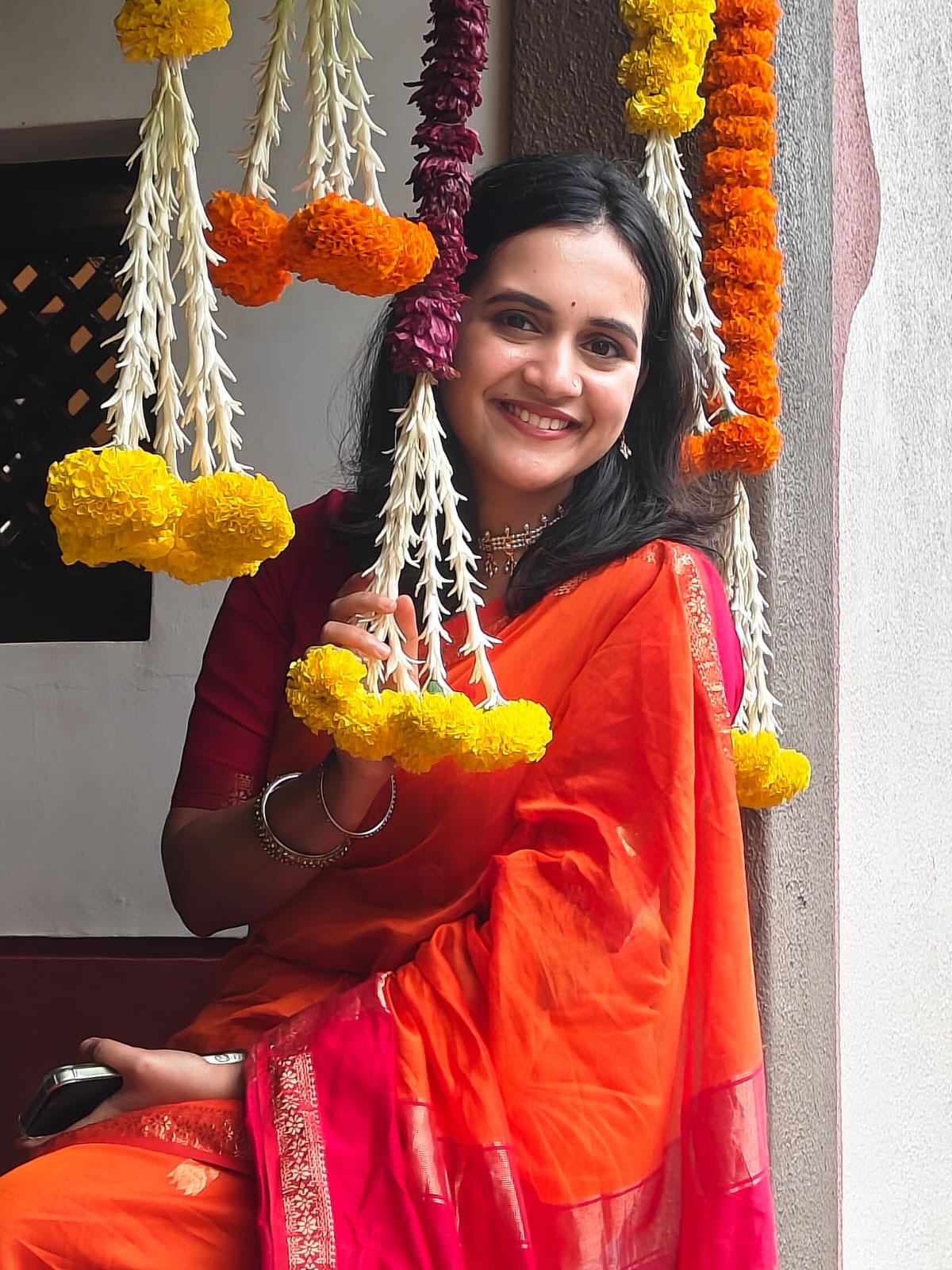 Neha Naik Orange Saree Look