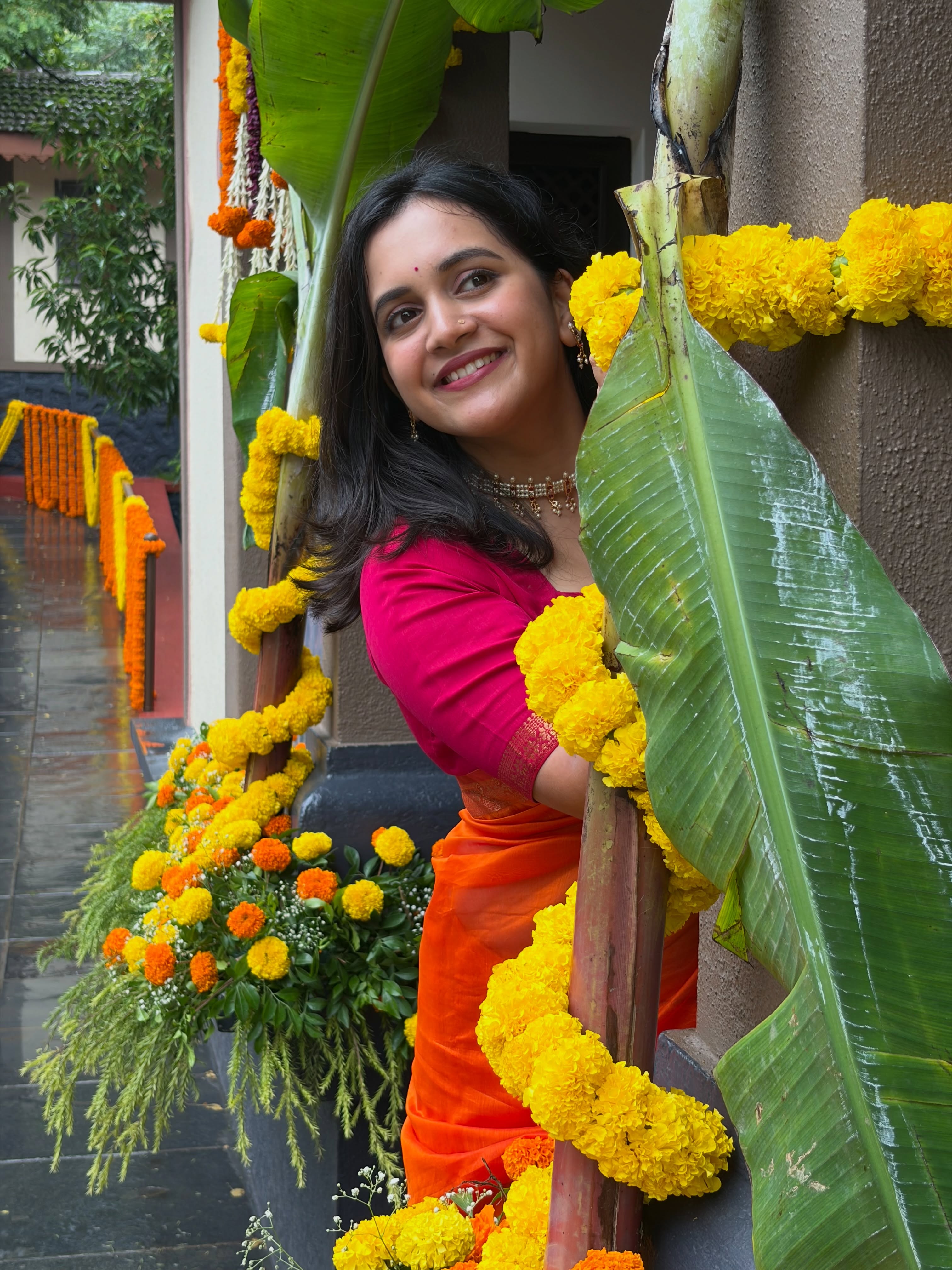 Neha Naik Orange Saree Look