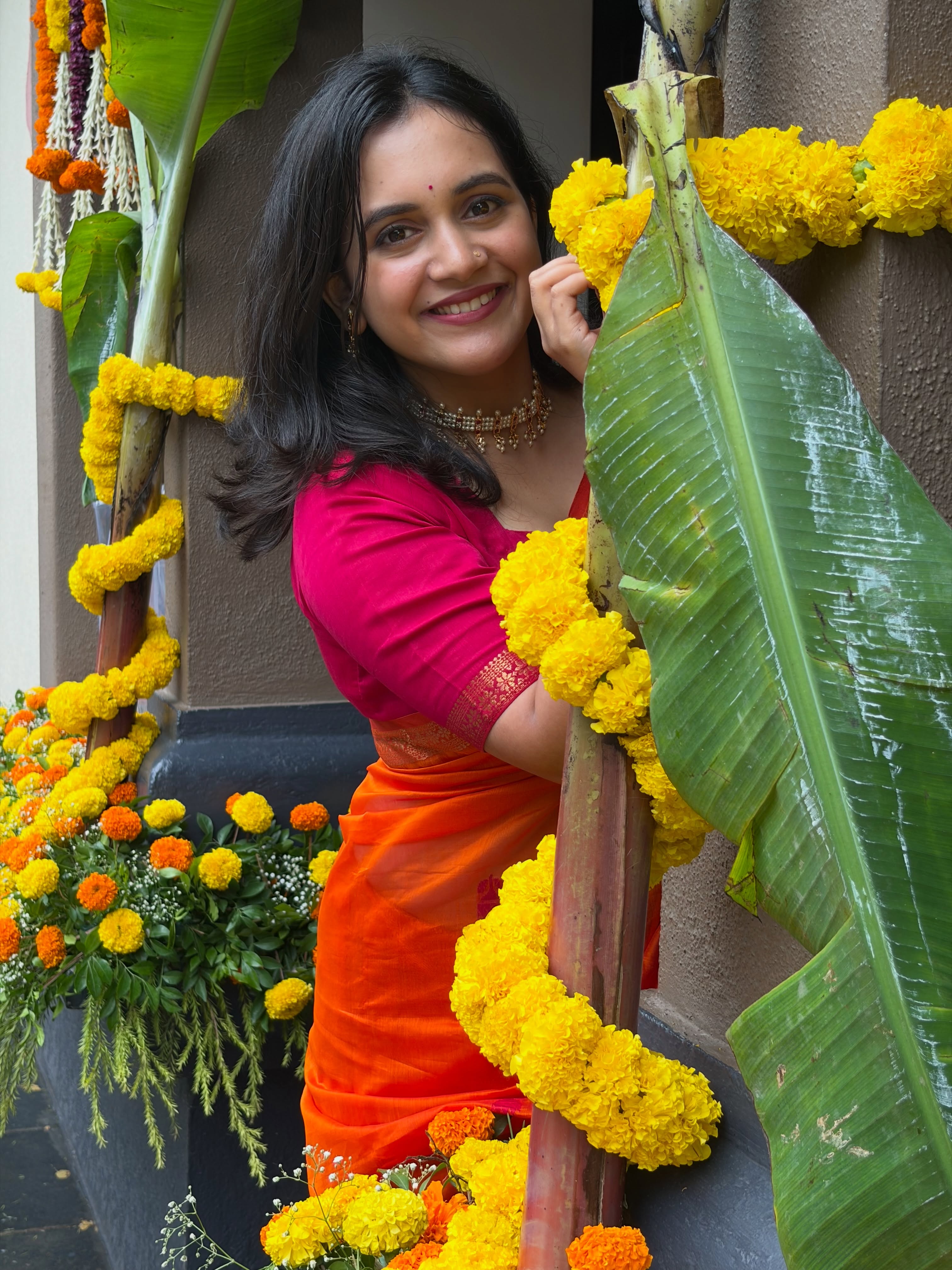 Neha Naik Orange Saree Look