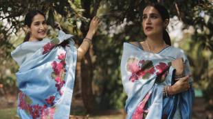 Sagarika Ghatge floral saree look