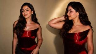 Sara Tendulkar red strapless top photoshoot