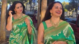 Shruti Marathe green saree look