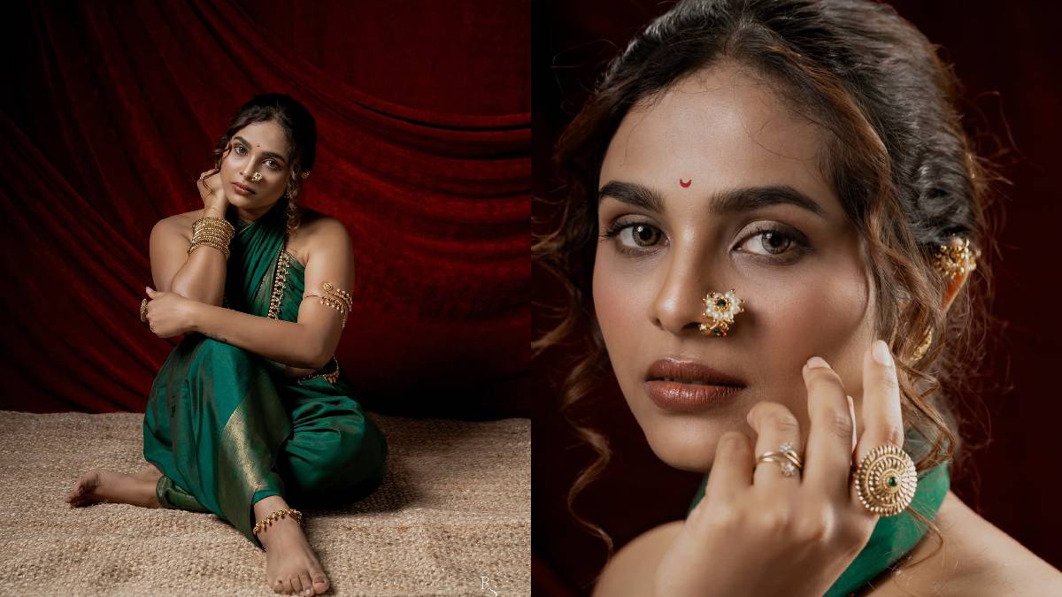 http://Amruta%20Dhongade%20green%20saree%20look