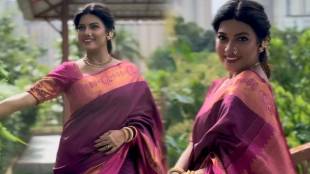Dhanashree Kadgaonkar in purple saree
