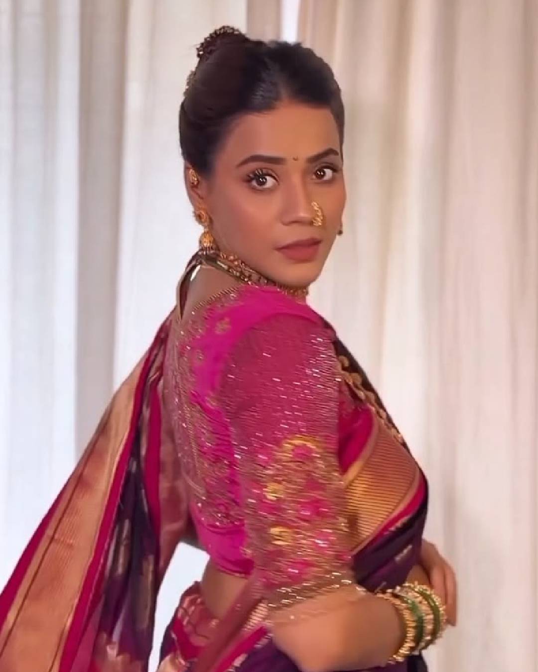 Pratiksha Mungekar traditional saree look