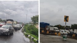 पुणे बंगळूर महामार्गावर खंडाळ्याजवळ खड्ड्यांमुळे वाहतुकीचा बोजवारा; पहाटेपासून वाहतूक कोंडी, वाहनांच्या मोठ्या रांगा, प्रवासी वाहन चालकांकडून संताप