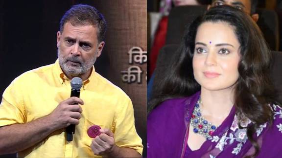 Rahul Gandhi asking a woman to "smash the patriarchy", to which Kangana responds, "Bro, wait. Bharat Mata ki jai shuru karte hain."