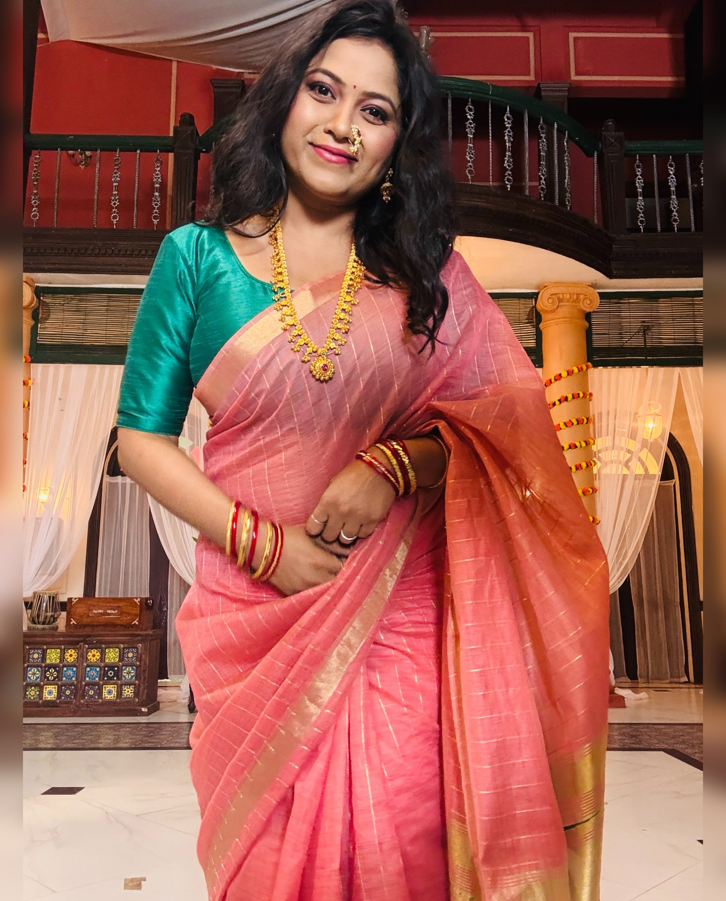 Rasika Vengurlekar Pink Paithani Saree