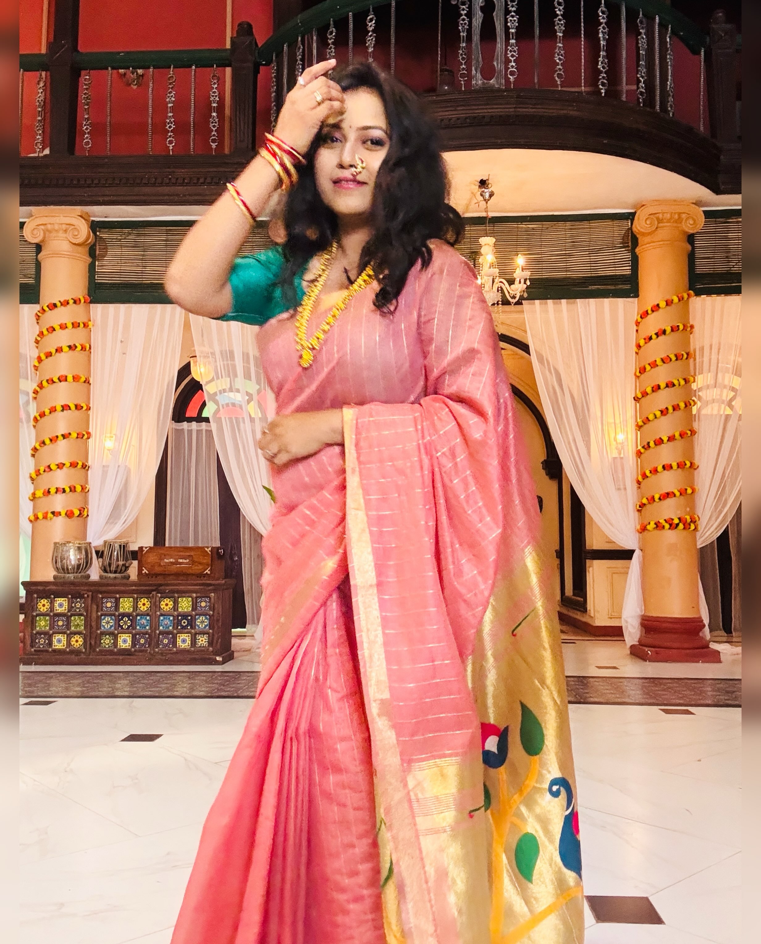 Rasika Vengurlekar Pink Paithani Saree