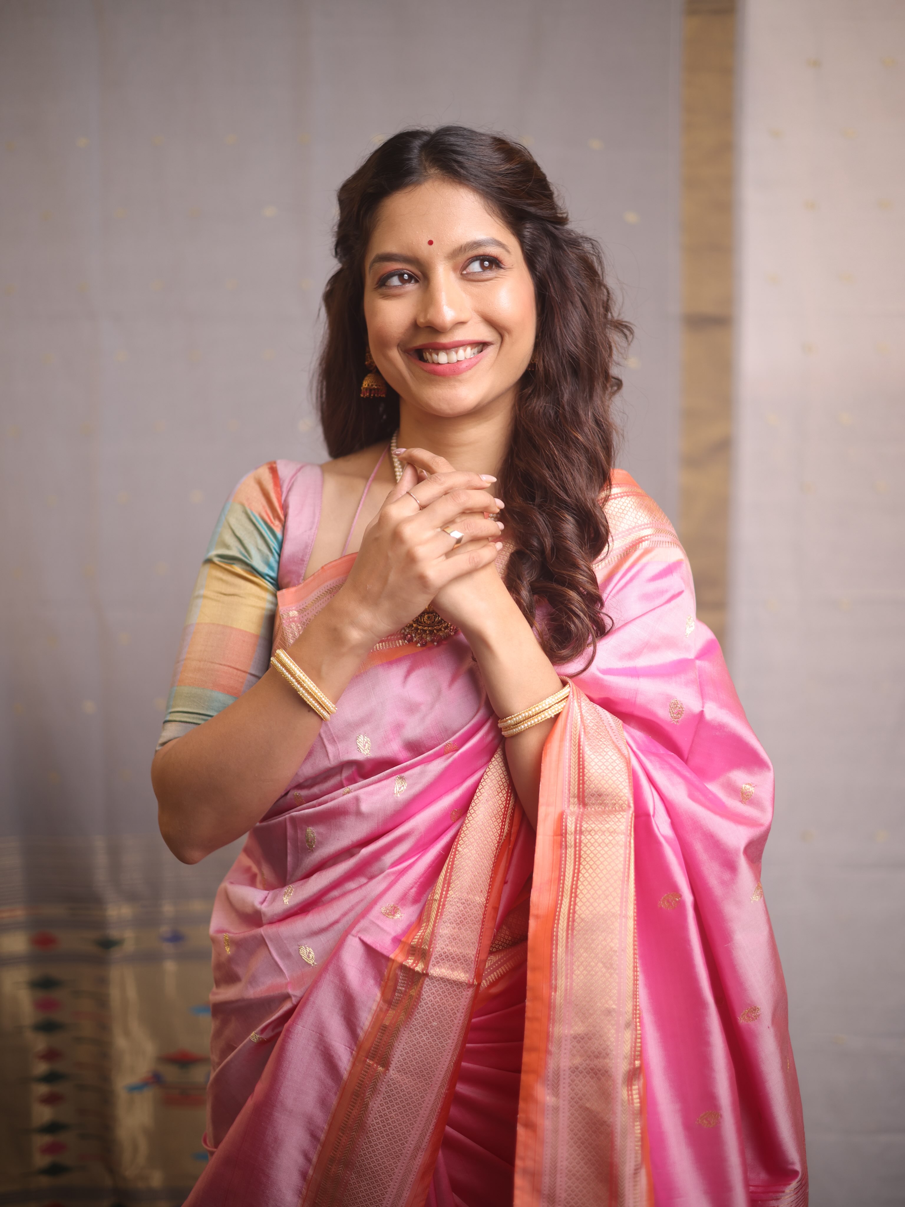 Sharvari Kulkarni Borkar Pink Paithani Saree Look