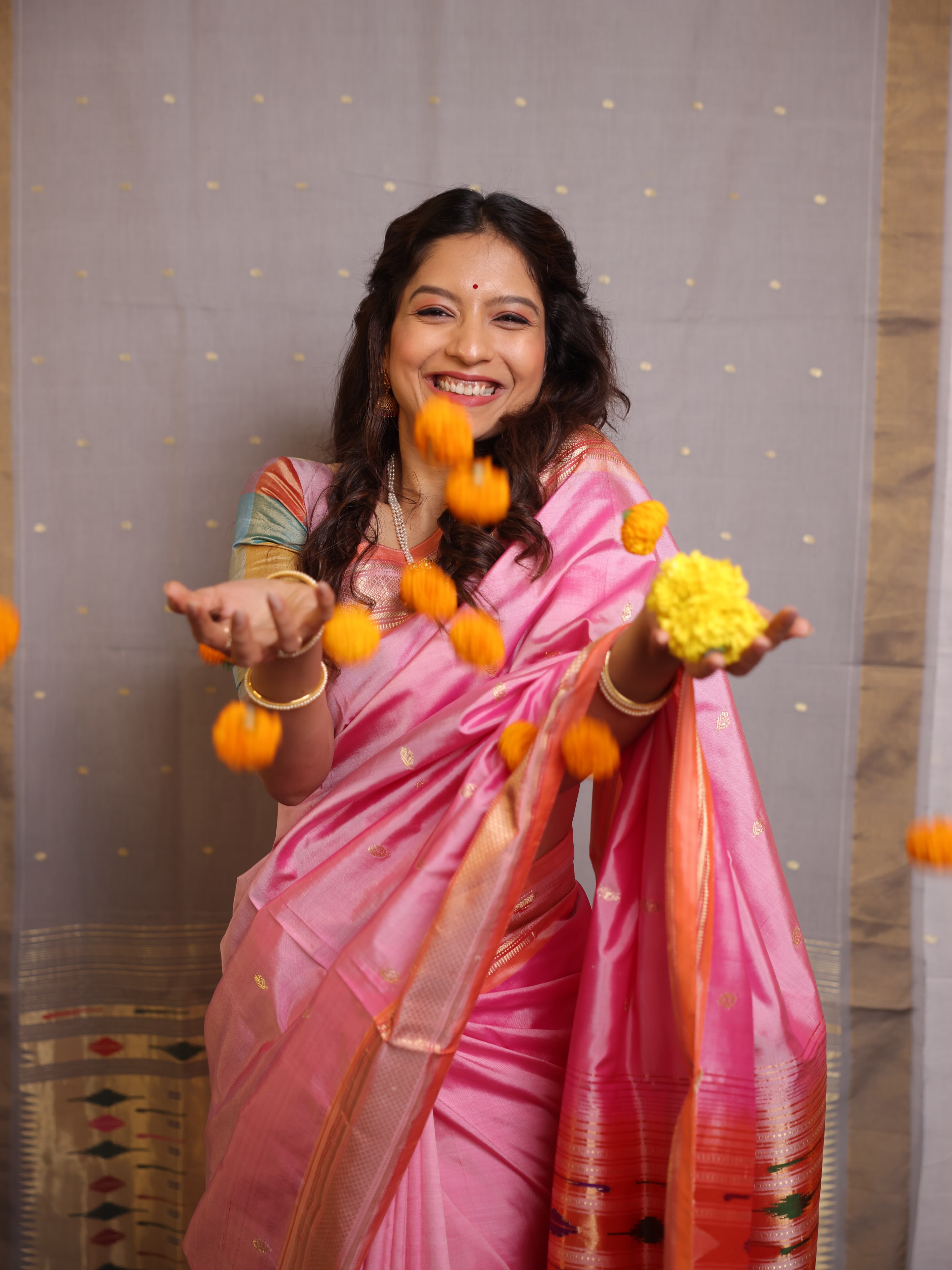 Sharvari Kulkarni Borkar Pink Paithani Saree Look
