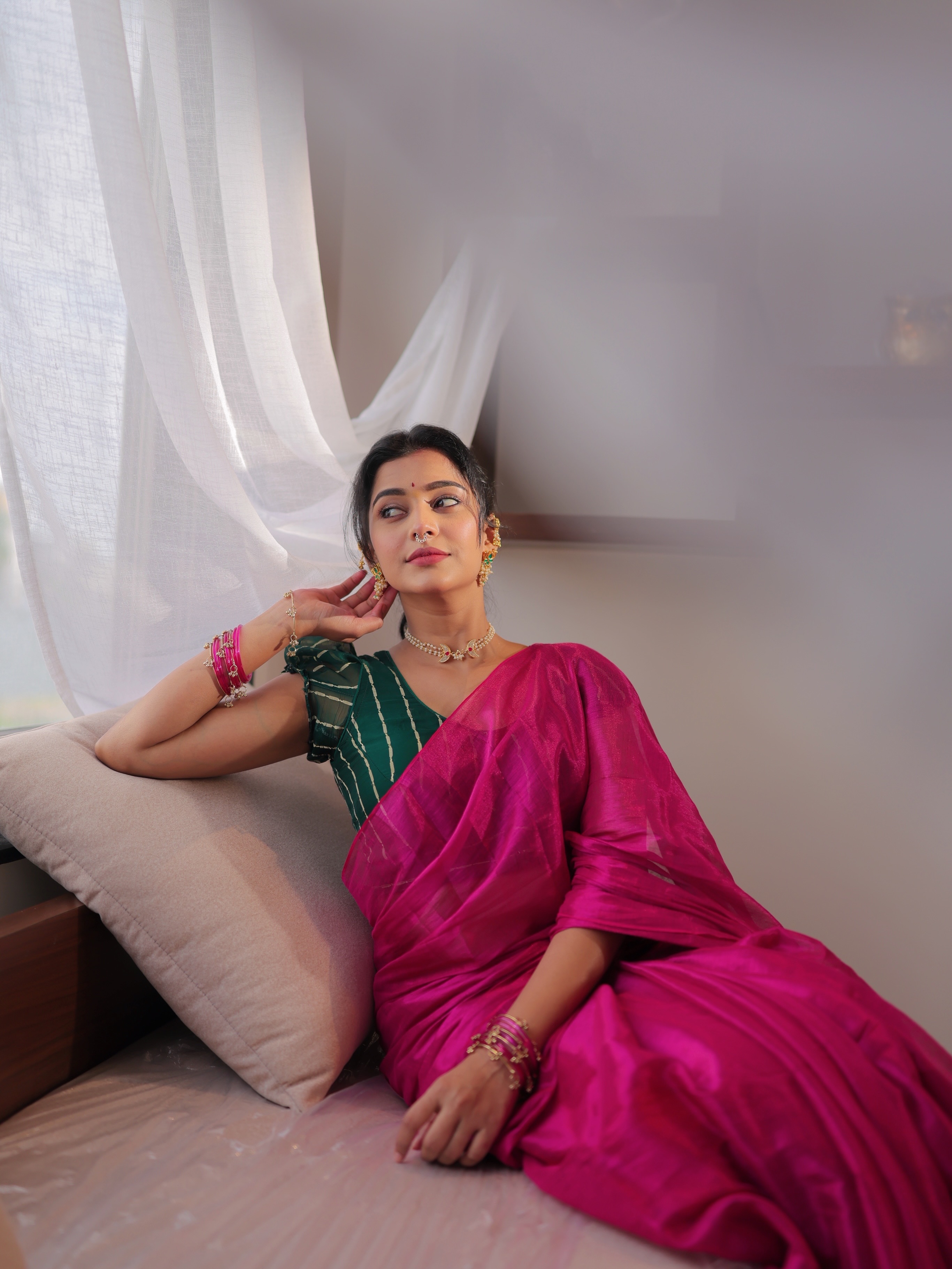 Shivani Mundhekar Pink Saree Look
