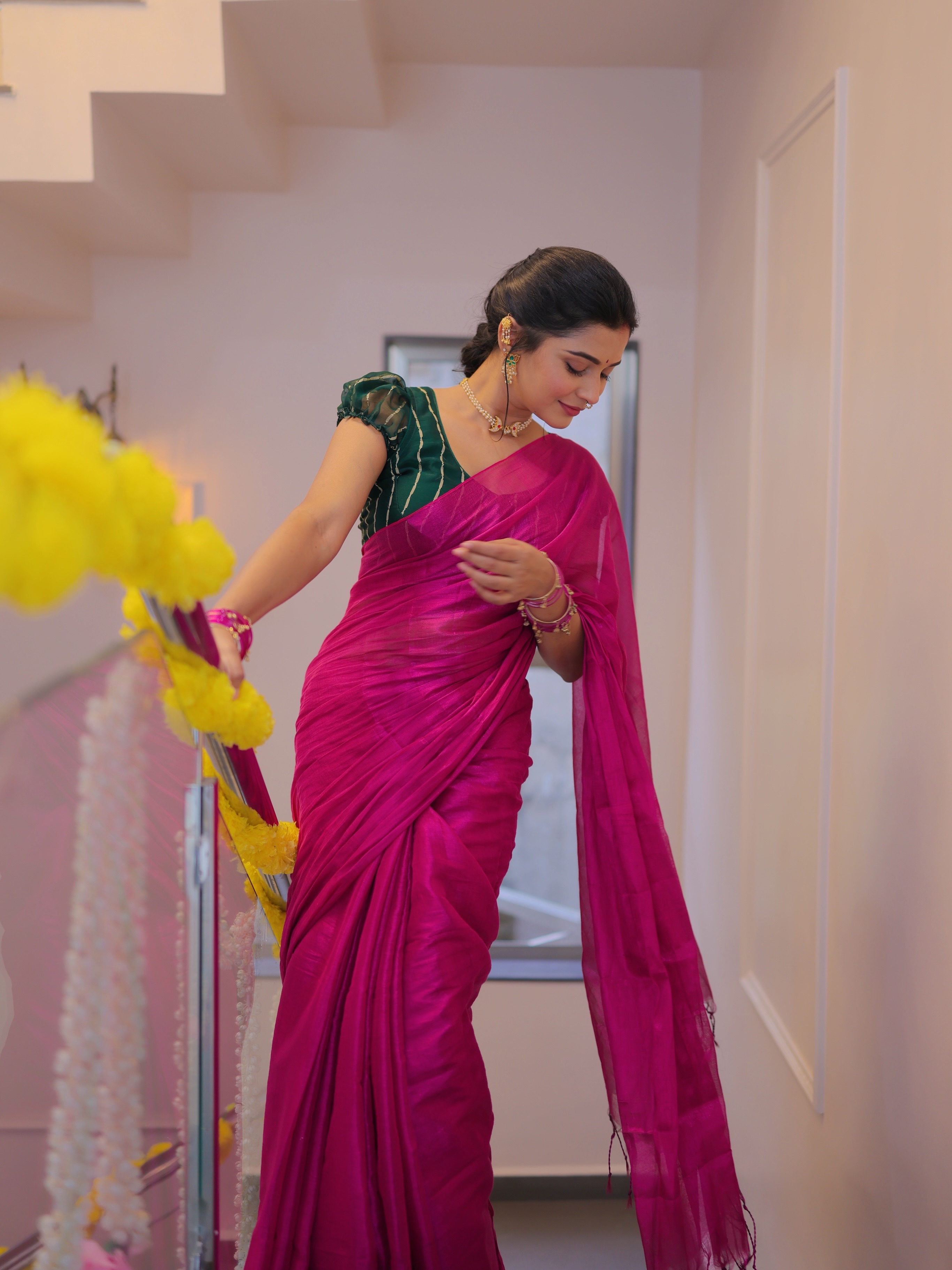 Shivani Mundhekar Pink Saree Look