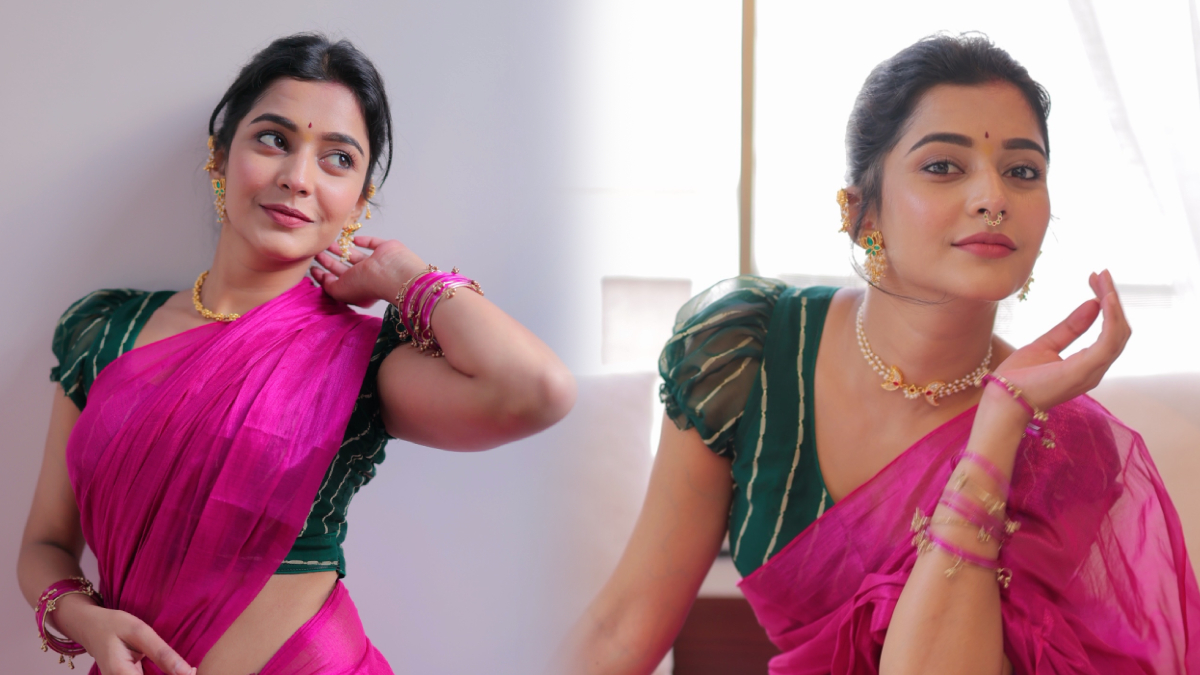 Shivani Mundhekar Pink Saree Look