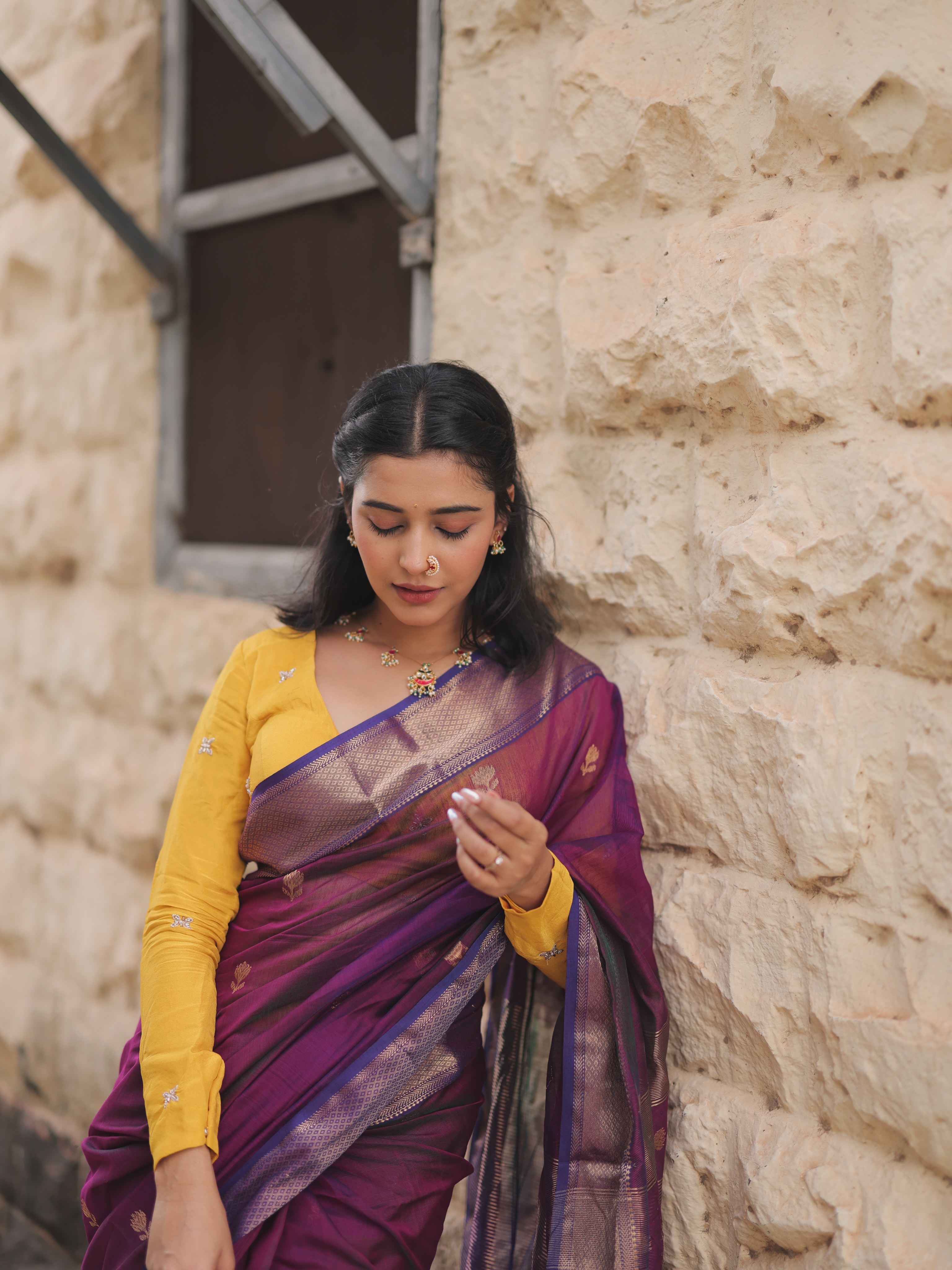 Shivani Mundhekar Purple Saree Look